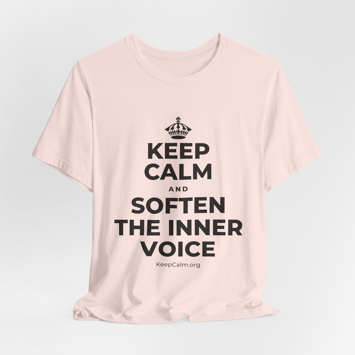 KEEP CALM AND SOFTEN THE INNER VOICE T-Shirt (Soft Cream–Heather Mauve)