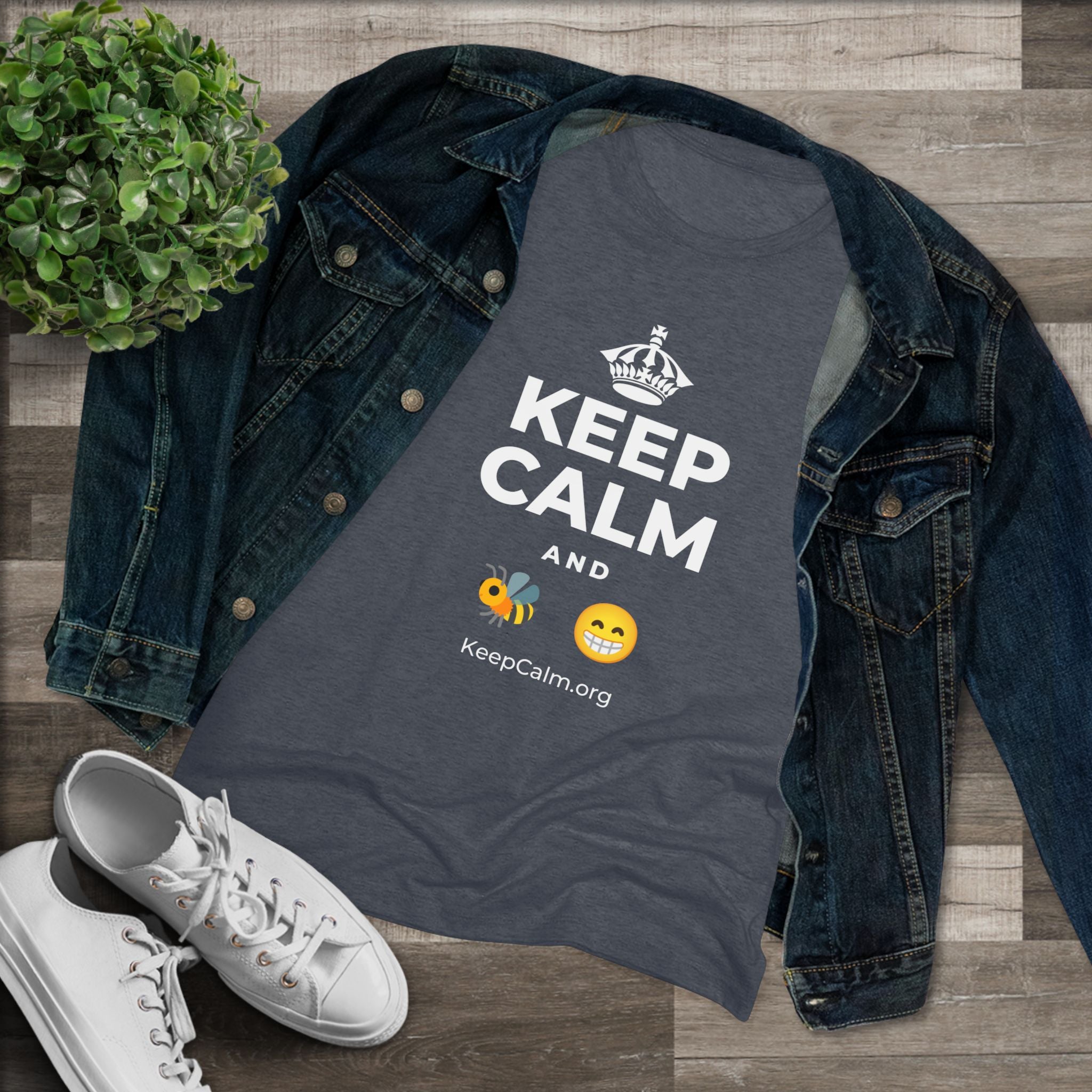 KEEP CALM AND BEE HAPPY Women's Tri-Blend Tee
