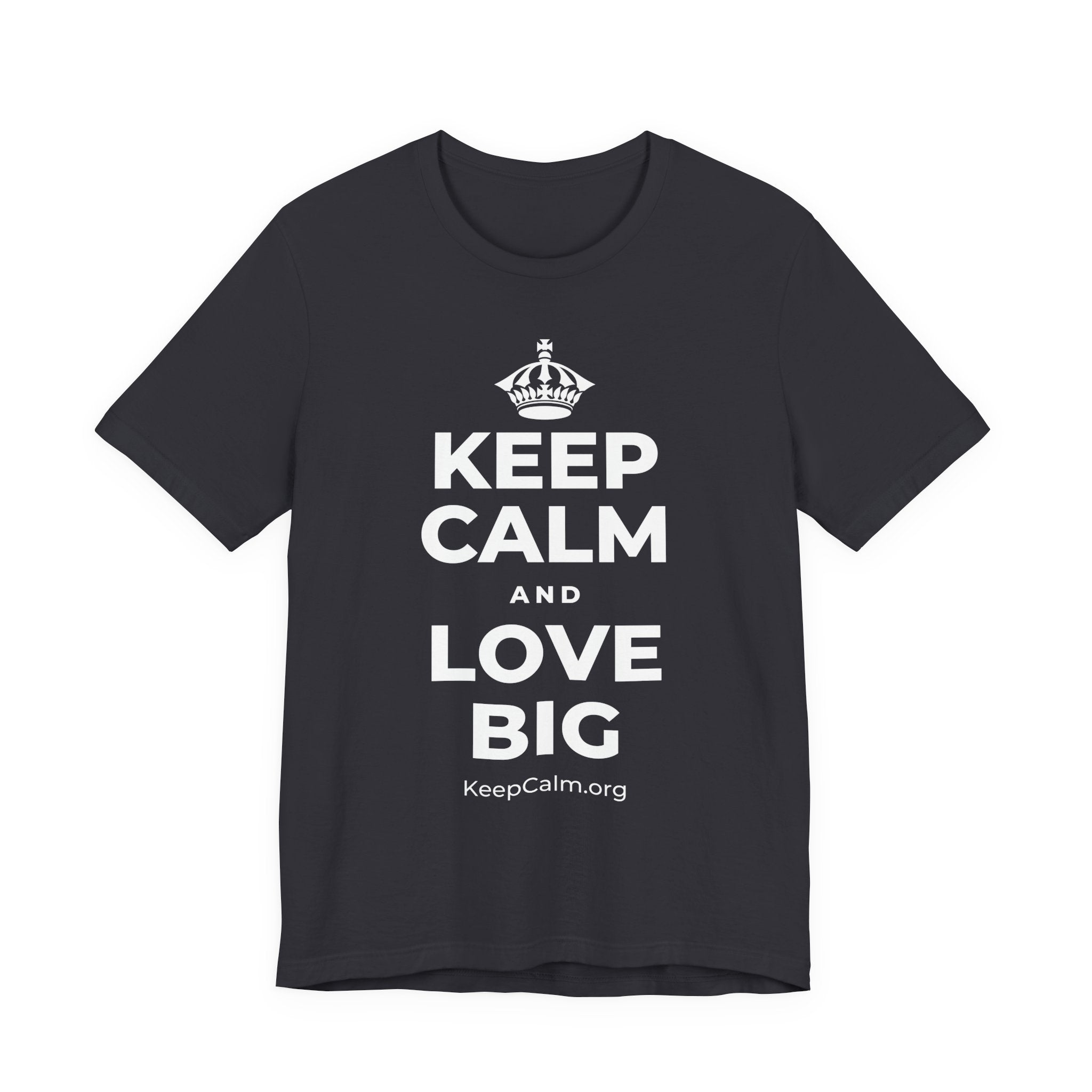 KEEP CALM AND LOVE BIG T-Shirt (Baby Blue–Silver)