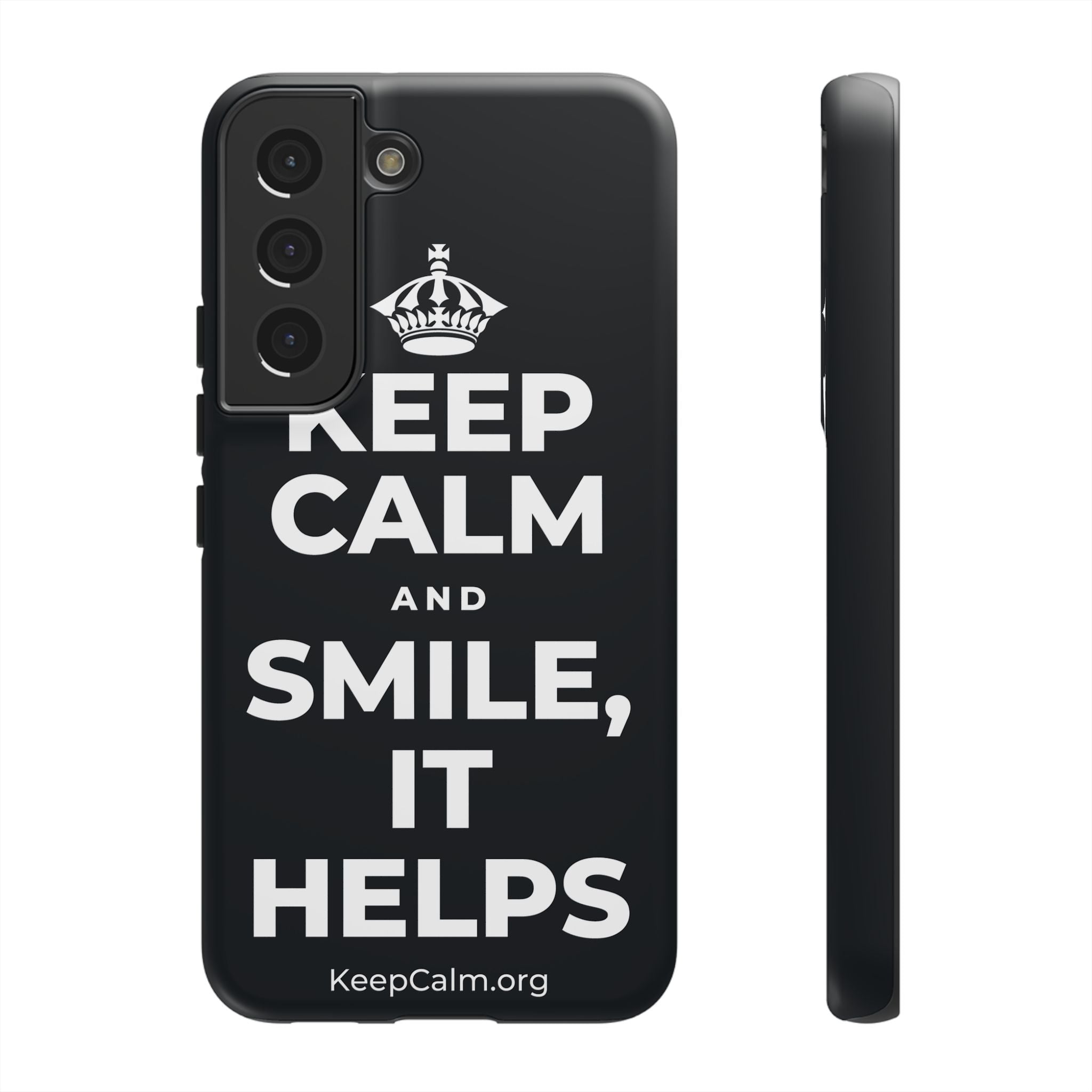 KEEP CALM AND SMILE, IT HELPS Phone Case (Dark)