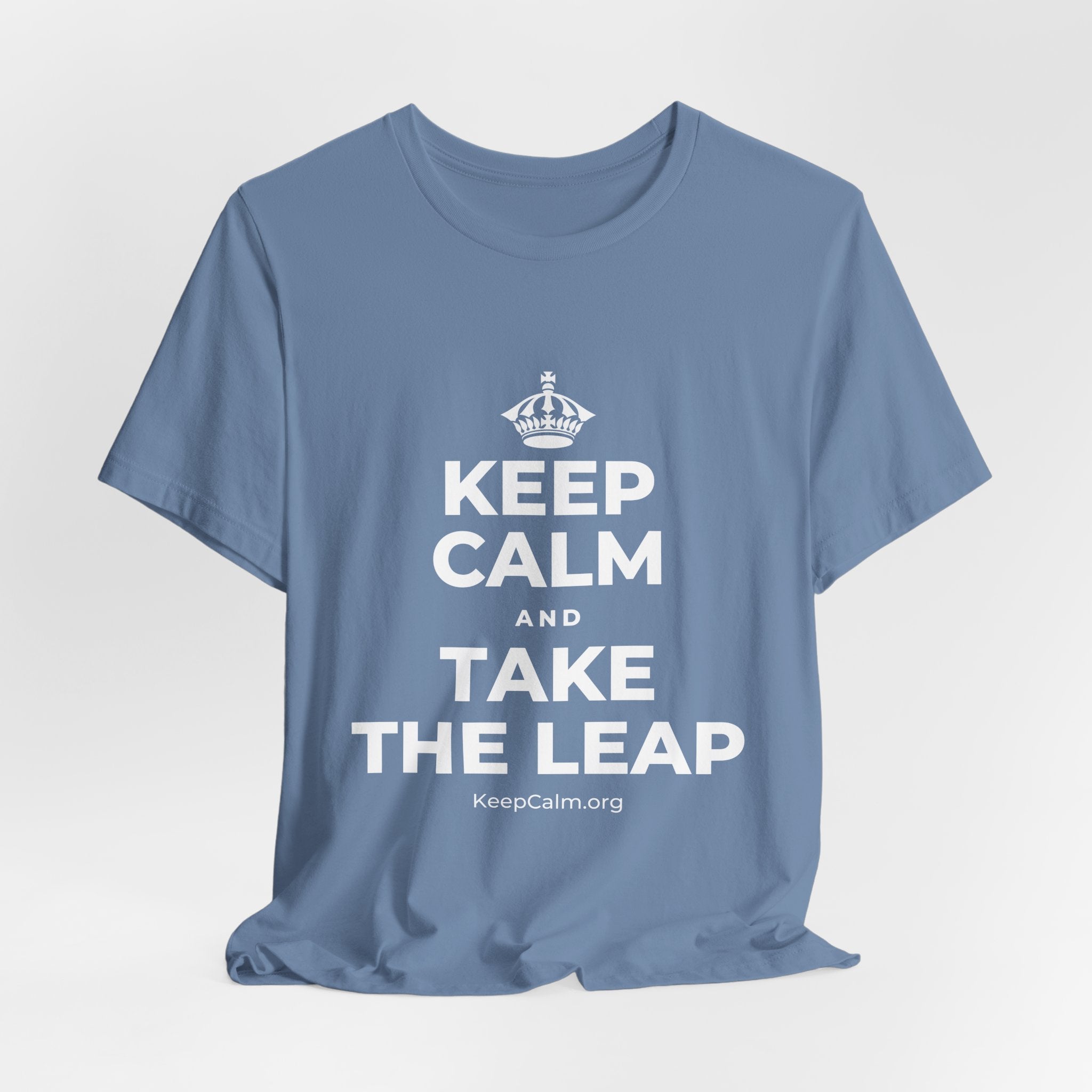 KEEP CALM AND TAKE THE LEAP T-Shirt (Soft Cream–Heather Mauve)