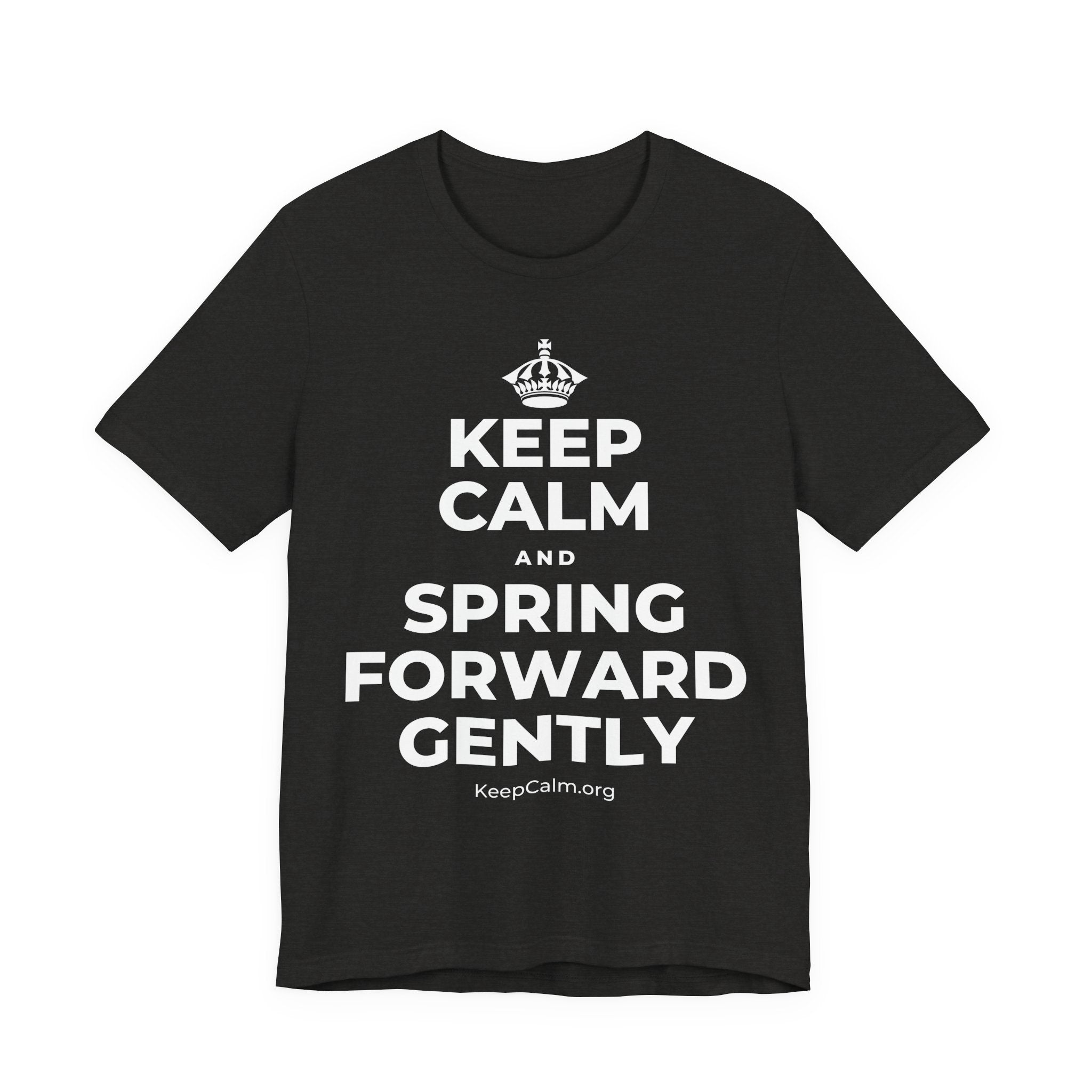 KEEP CALM AND SPRING FORWARD GENTLY T-Shirt (Soft Cream–Heather Mauve)