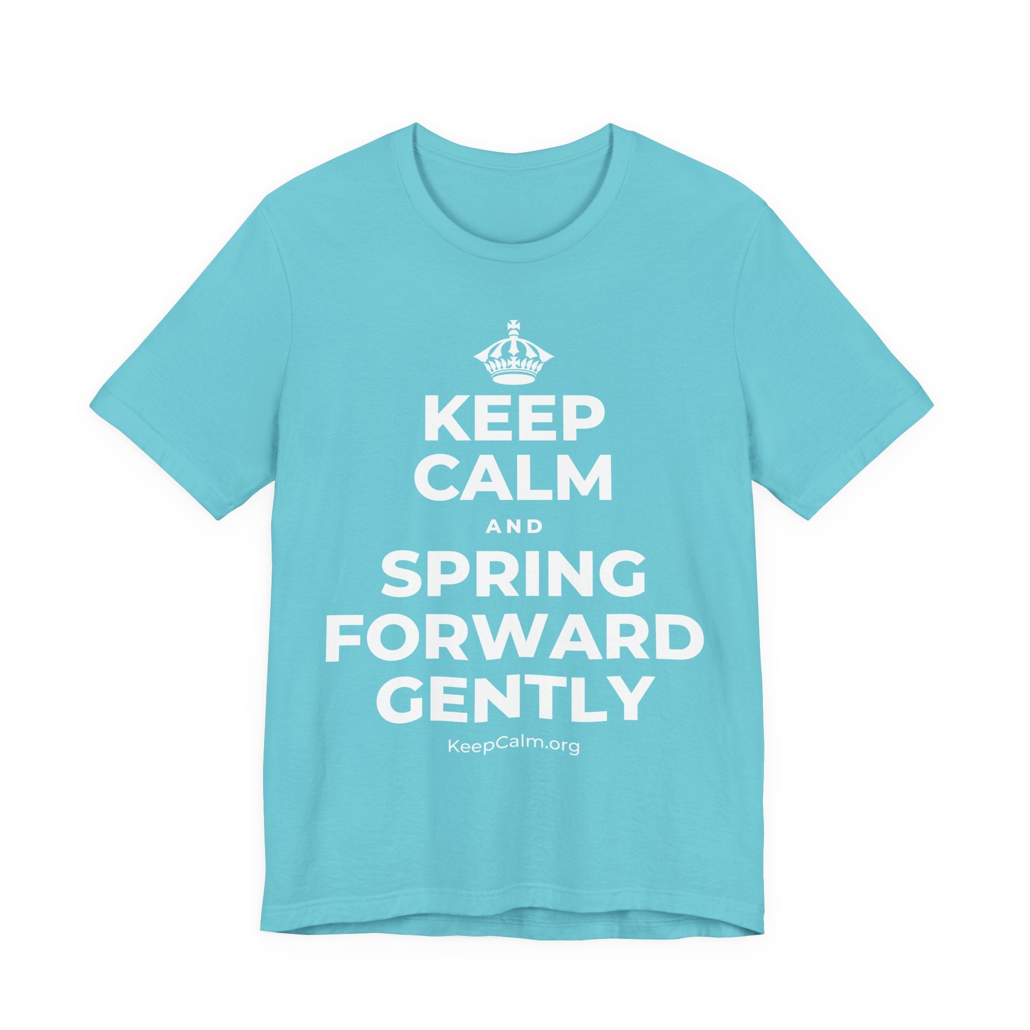 KEEP CALM AND SPRING FORWARD GENTLY T-Shirt (Soft Cream–Heather Mauve)