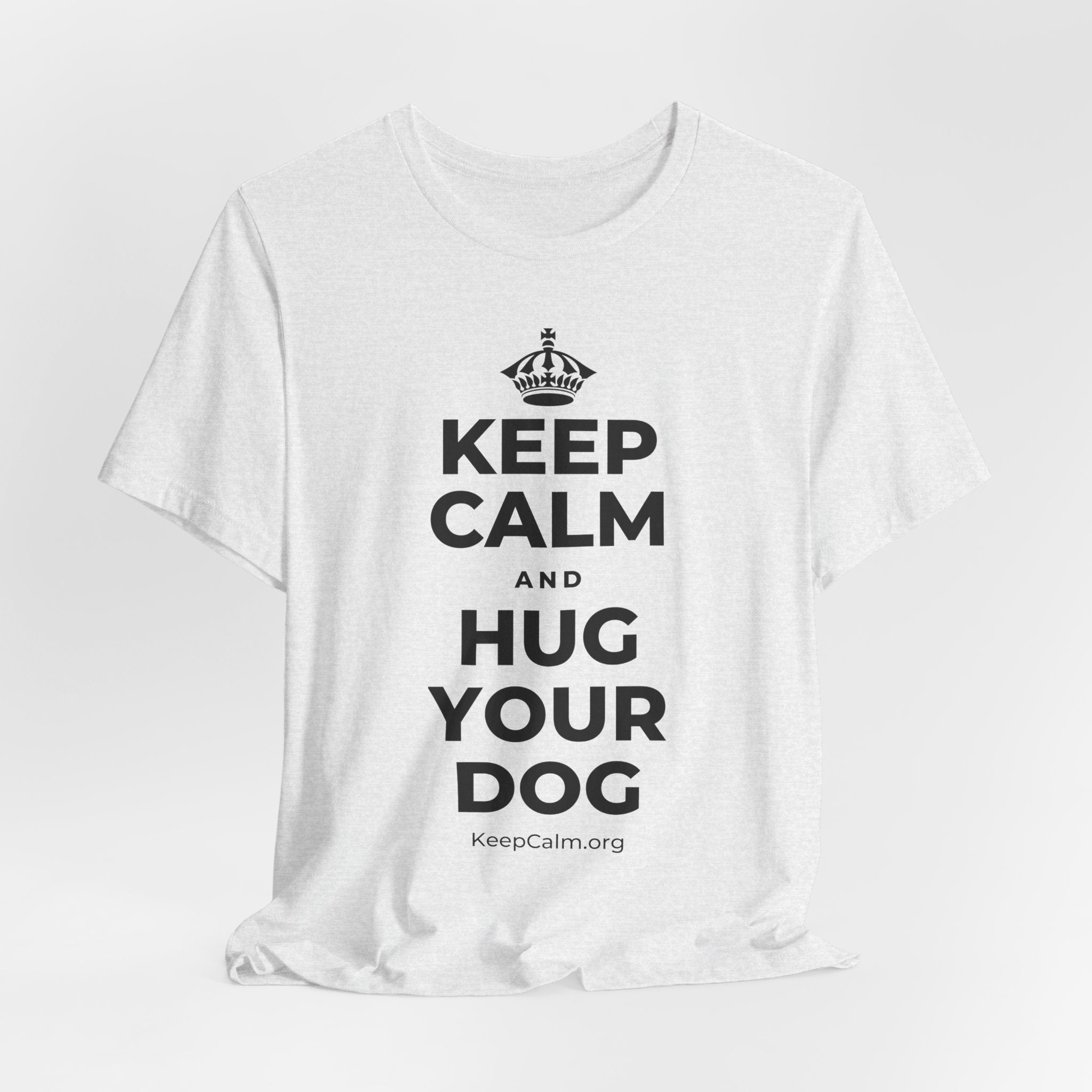 KEEP CALM AND HUG YOUR DOG T-Shirt (Soft Cream–Heather Mauve)