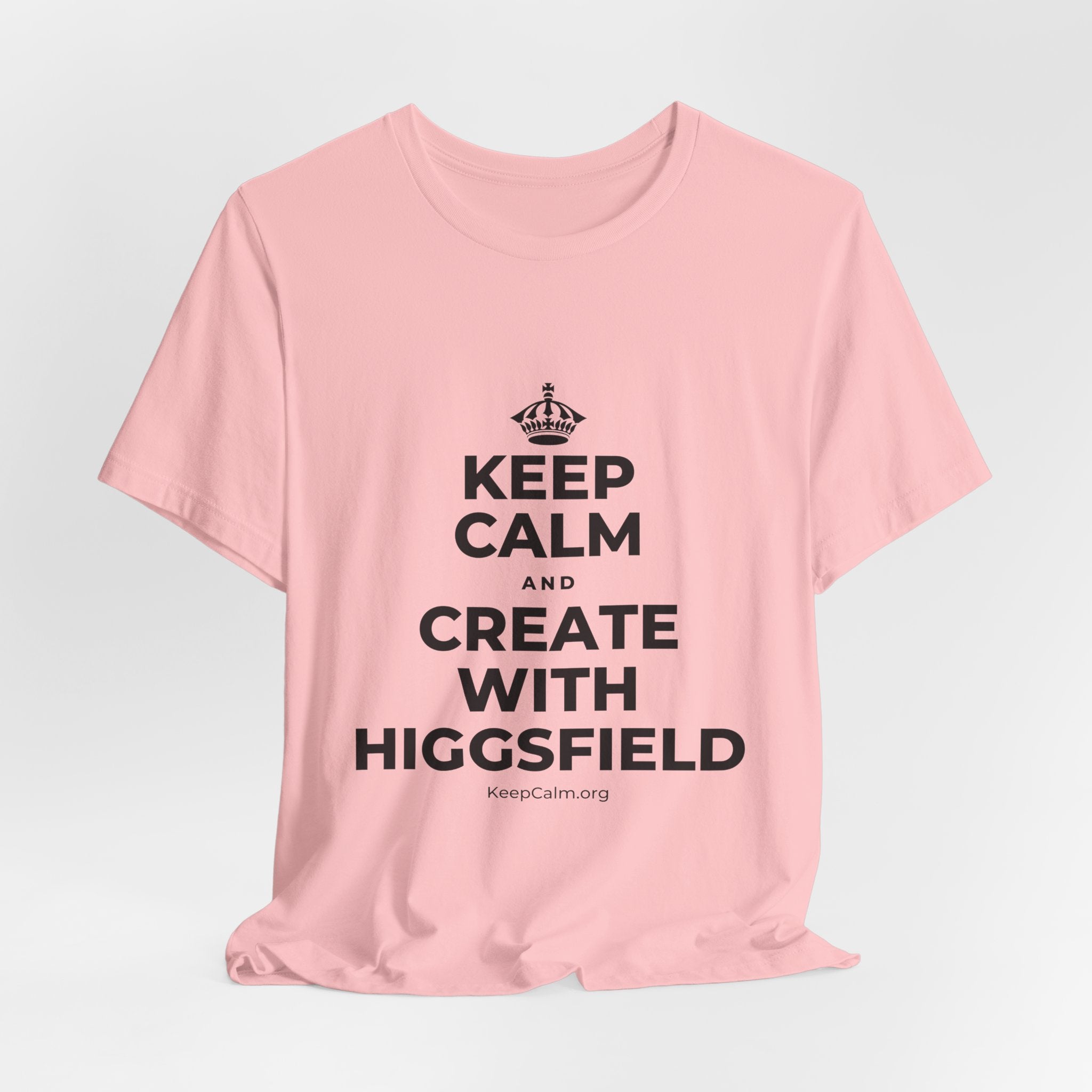 KEEP CALM AND CREATE WITH HIGGSFIELD T-Shirt (White–Asphalt)