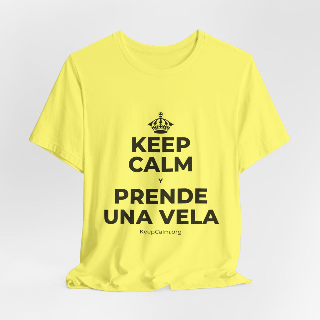 KEEP CALM Y PRENDE UNA VELA T-Shirt (Soft Cream–Heather Mauve)