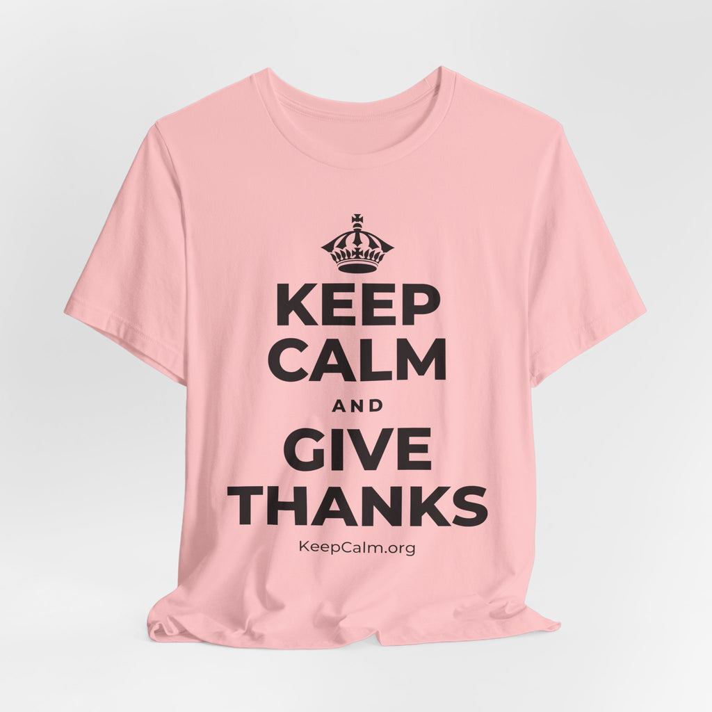 KEEP CALM AND GIVE THANKS T-Shirt (White–Asphalt)