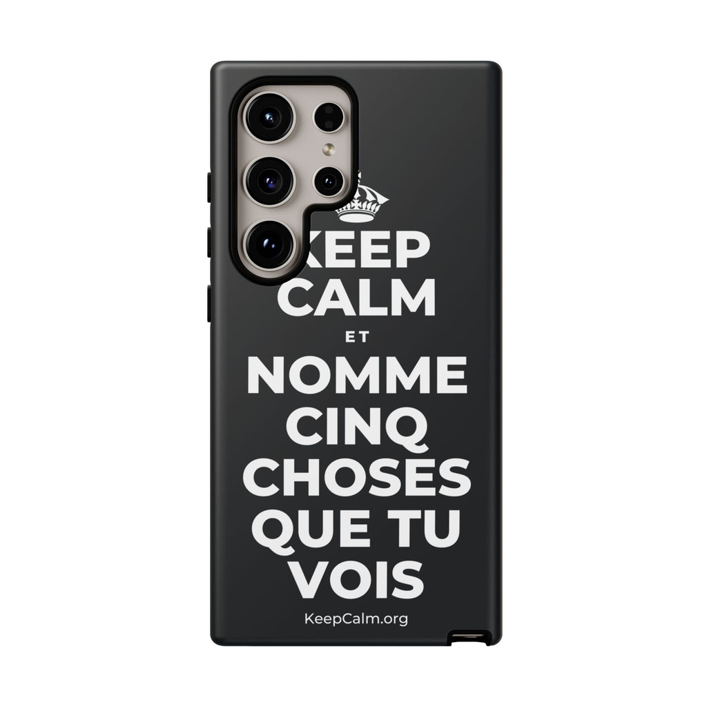 KEEP CALM ET NOMME CINQ CHOSES QUE TU VOIS Phone Case (Dark)