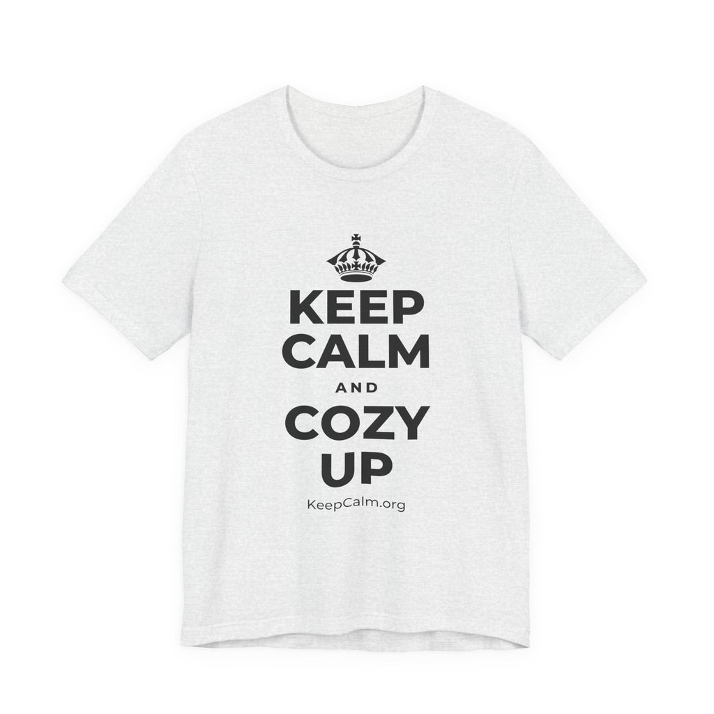 KEEP CALM AND COZY UP T-Shirt (Soft Cream–Heather Mauve)