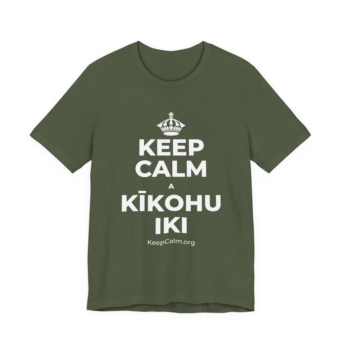 KEEP CALM A KĪKOHU IKI T-Shirt (Military Green–Autumn)