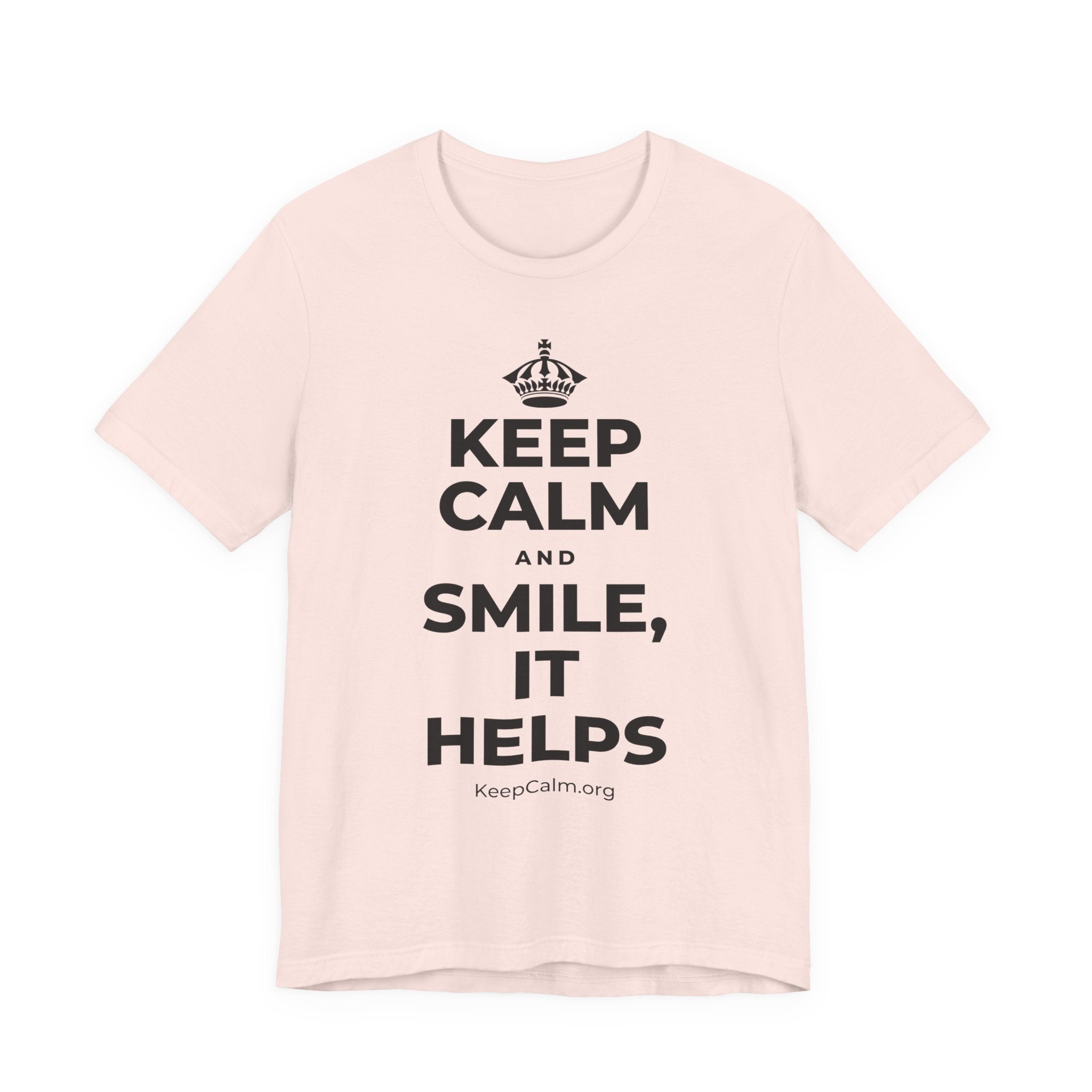KEEP CALM AND SMILE, IT HELPS T-Shirt (Soft Cream–Heather Mauve)