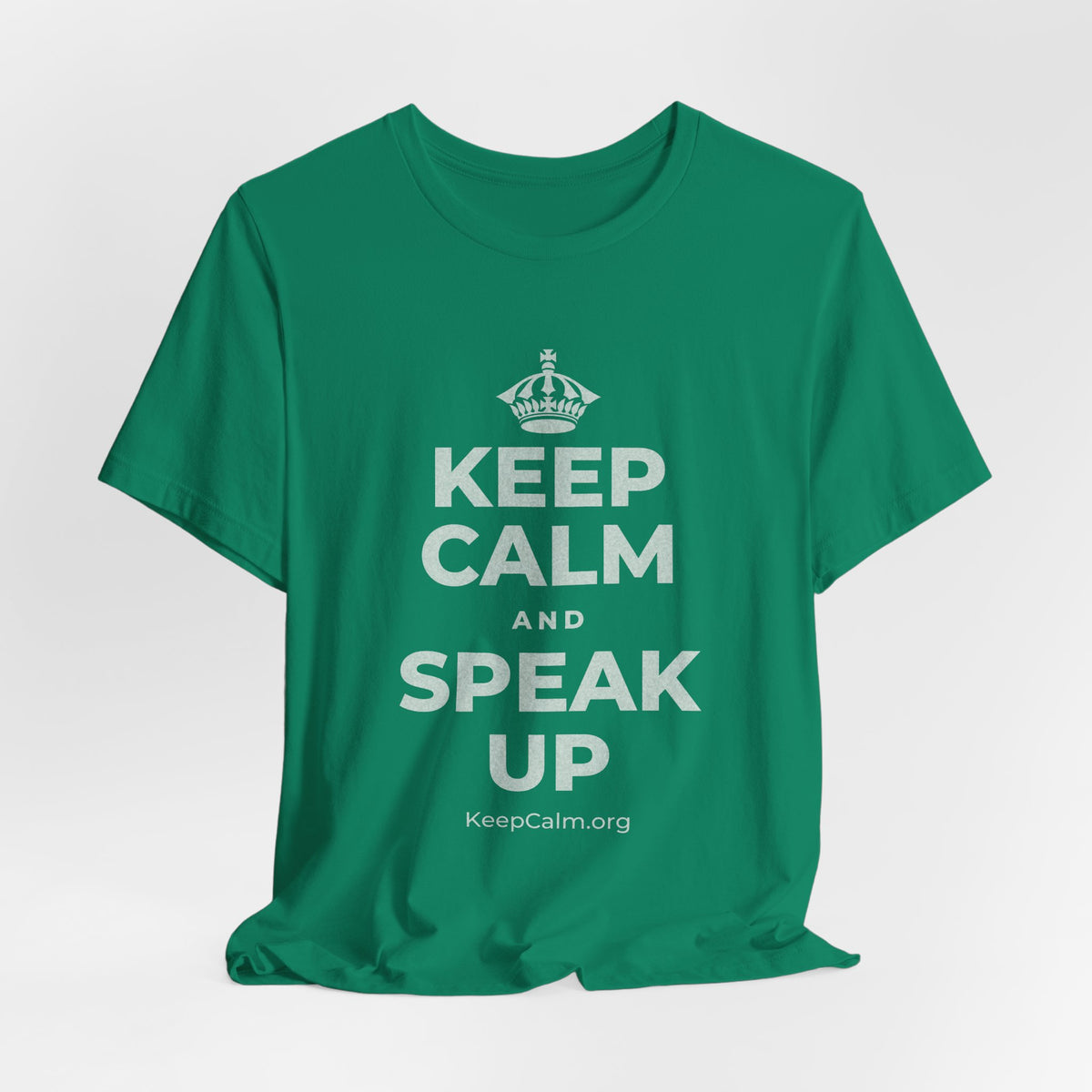 KEEP CALM AND SPEAK UP T-Shirt (White–Asphalt)