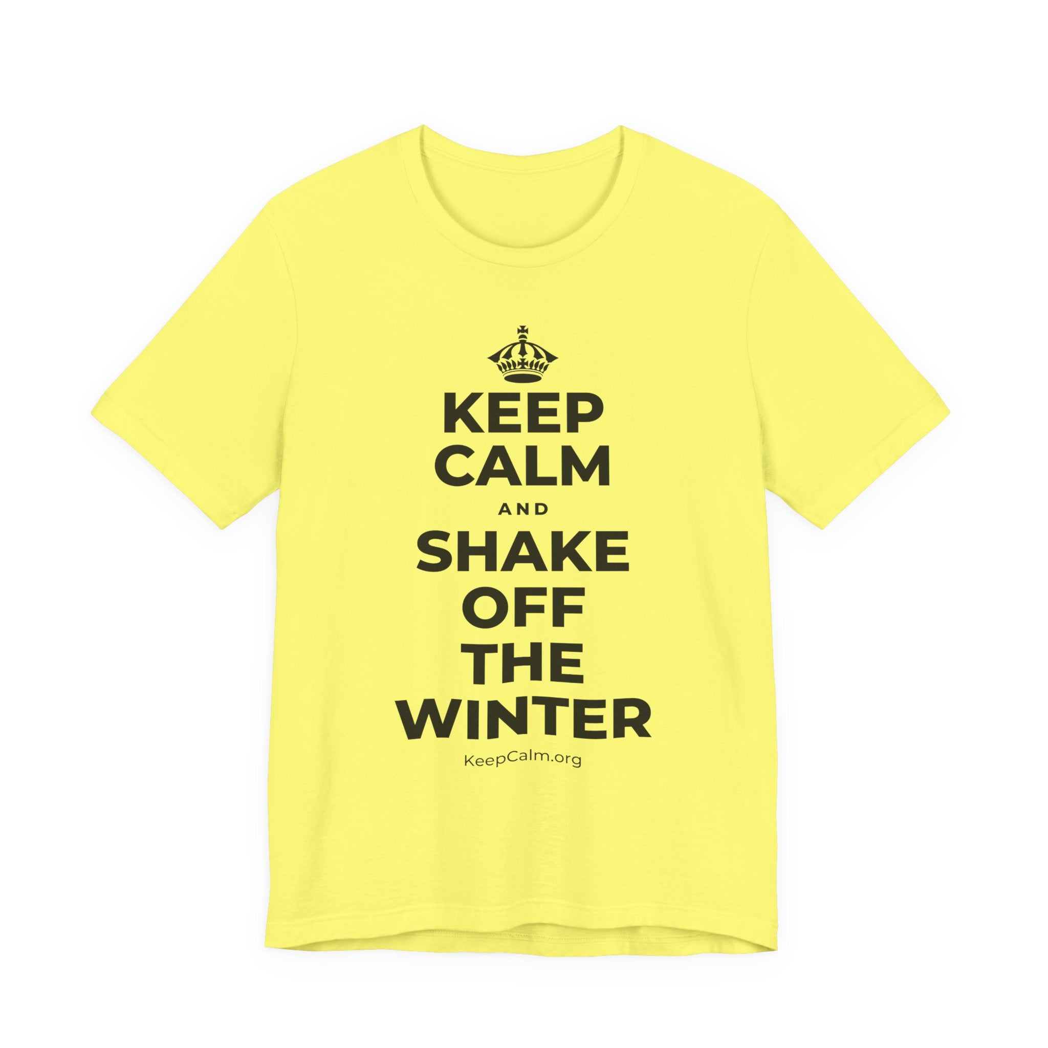 KEEP CALM AND SHAKE OFF THE WINTER T-Shirt (Soft Cream–Heather Mauve)