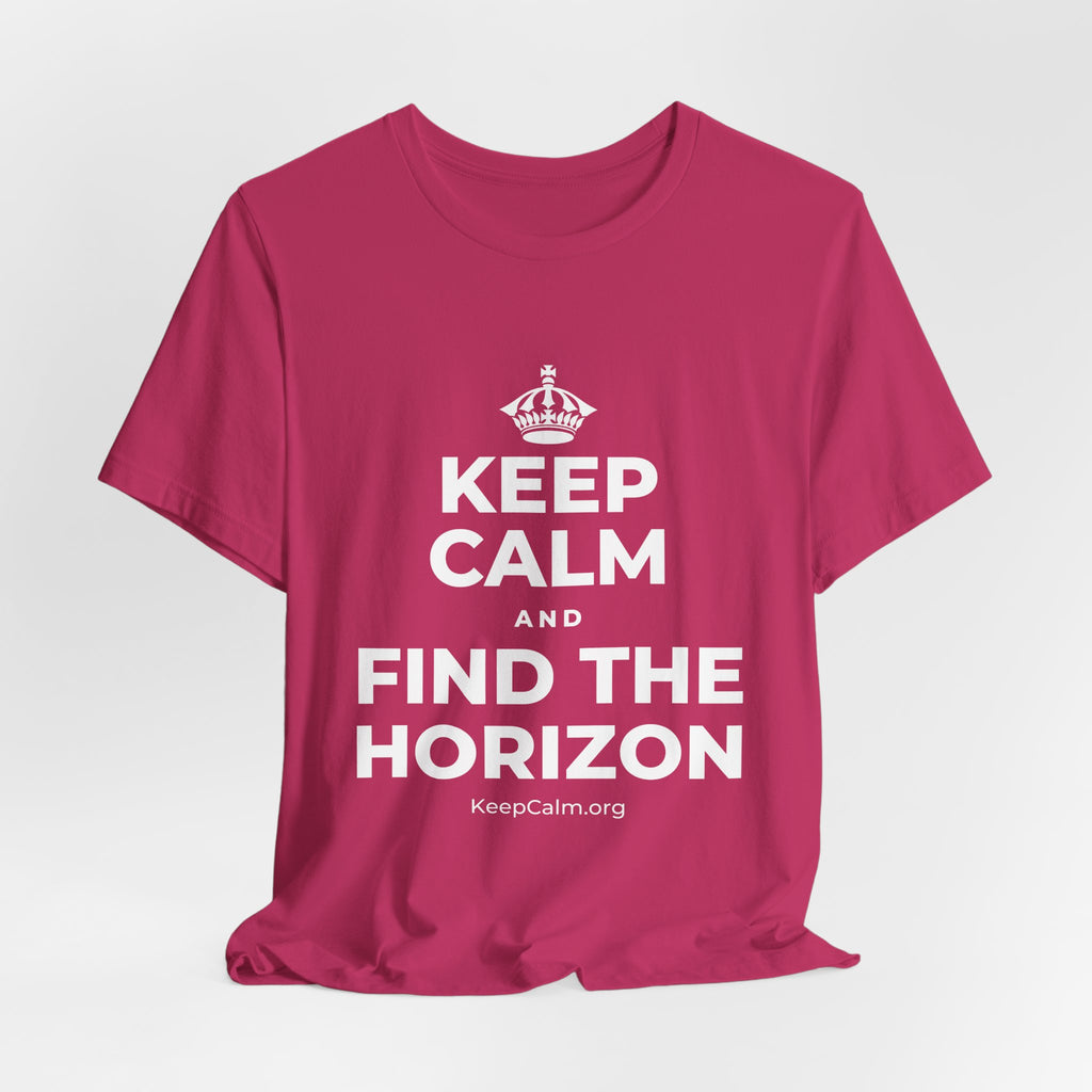 KEEP CALM AND FIND THE HORIZON T-Shirt (Baby Blue–Silver)
