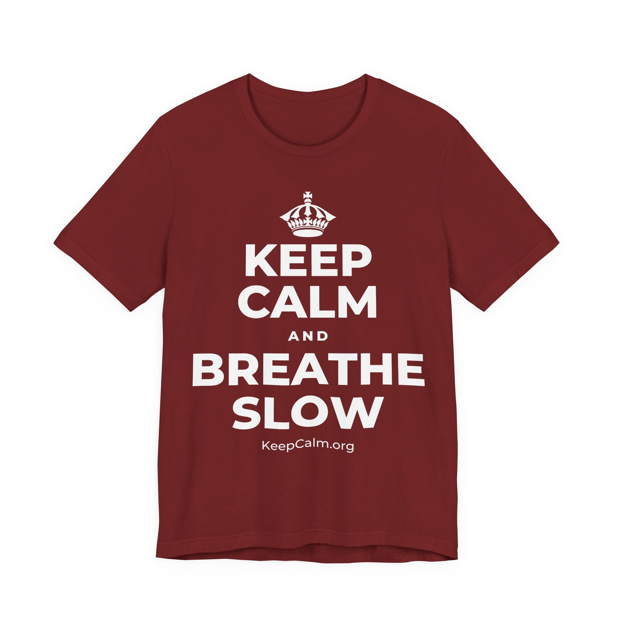 KEEP CALM AND BREATHE SLOW T-Shirt (Baby Blue–Silver)