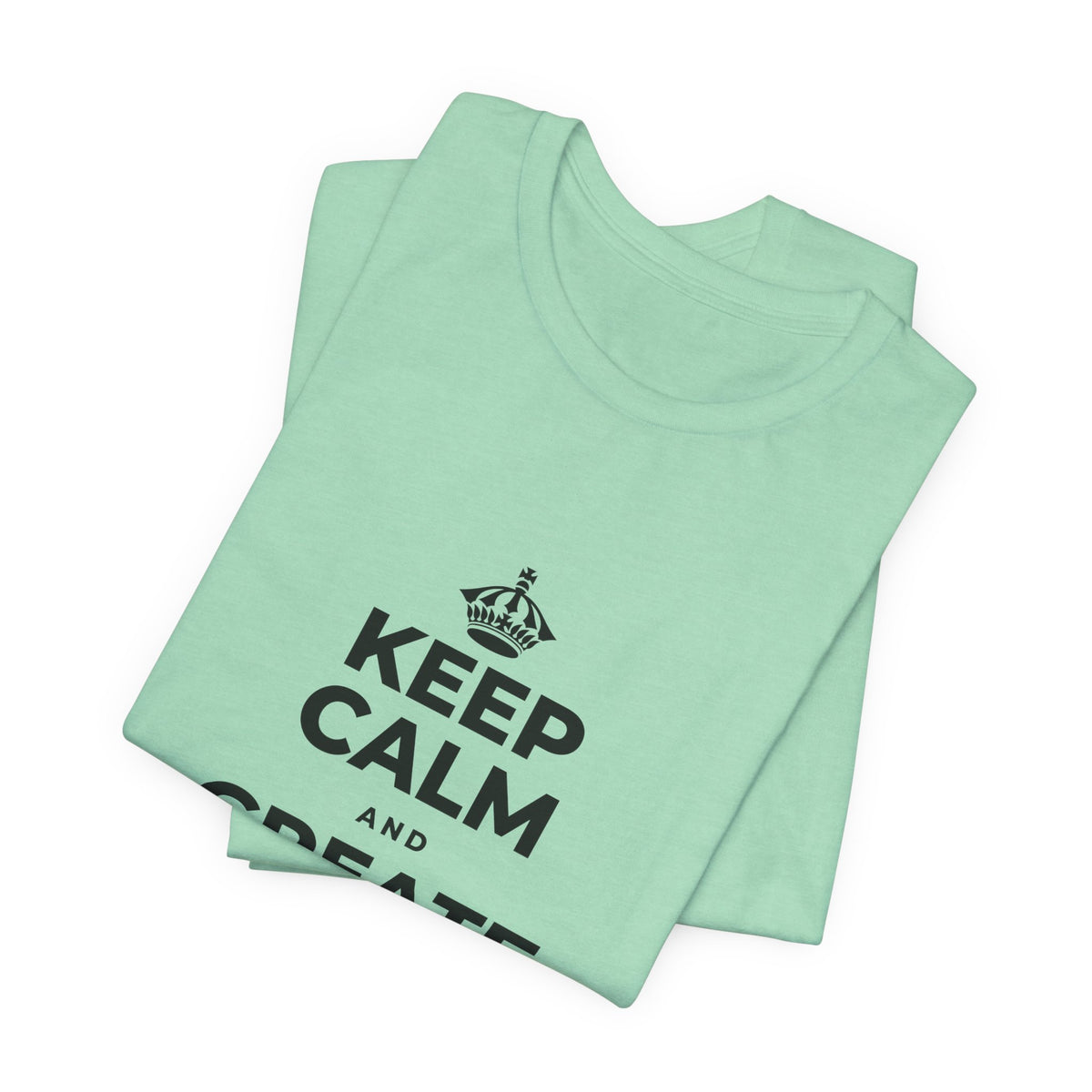 KEEP CALM AND CREATE WITH HIGGSFIELD T-Shirt (Baby Blue–Silver)