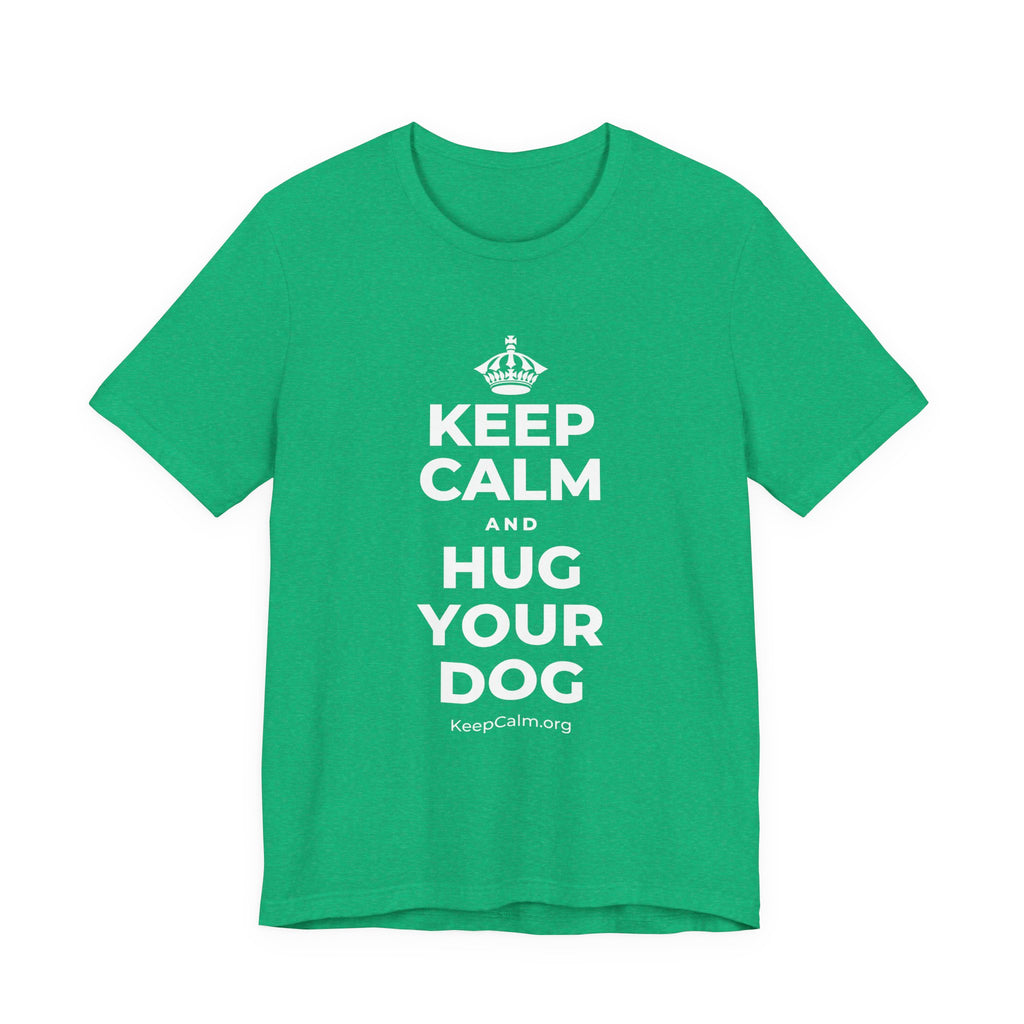 KEEP CALM AND HUG YOUR DOG T-Shirt (Baby Blue–Silver)