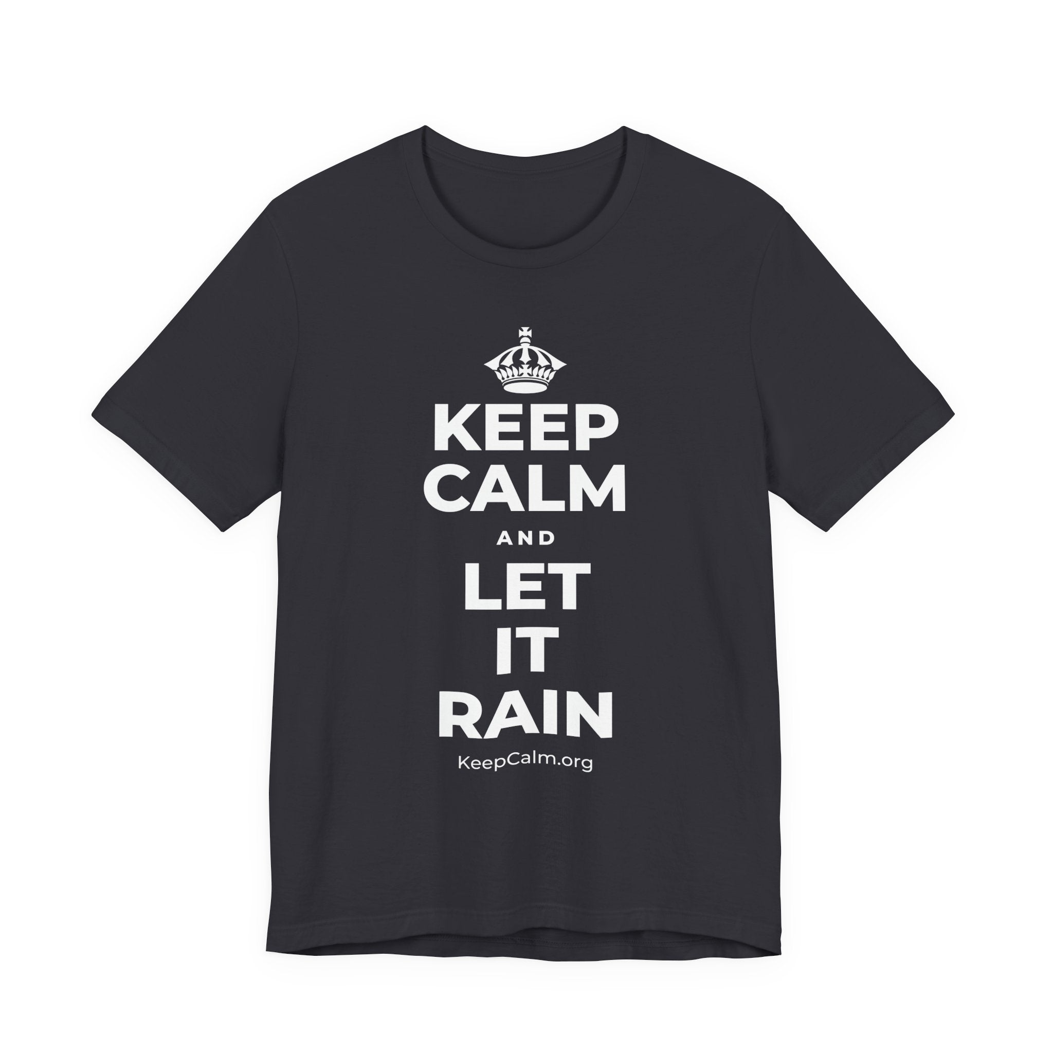 KEEP CALM AND LET IT RAIN T-Shirt (Baby Blue–Silver)