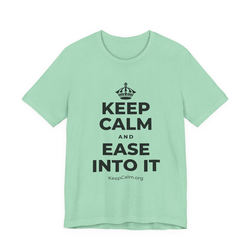 KEEP CALM AND EASE INTO IT T-Shirt (Baby Blue–Silver)