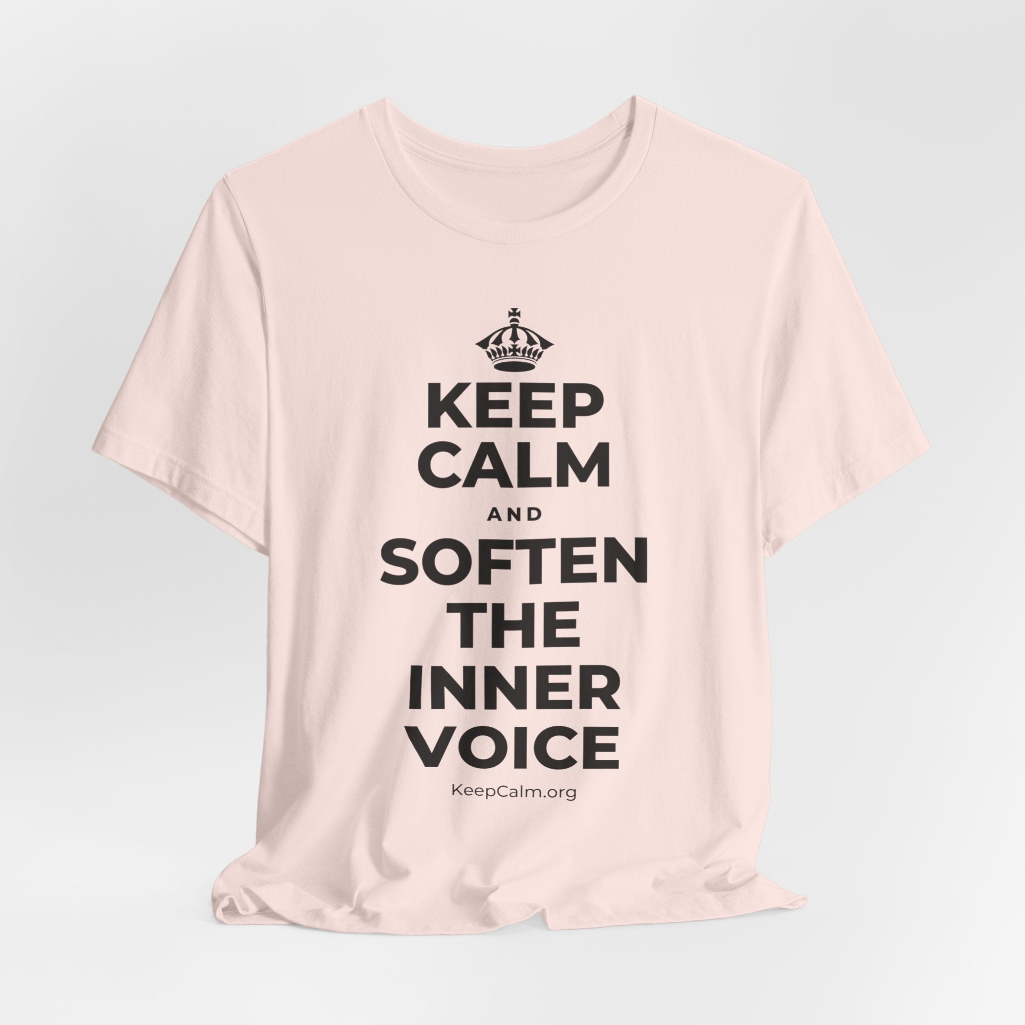 KEEP CALM AND SOFTEN THE INNER VOICE T-Shirt (Soft Cream–Heather Mauve)