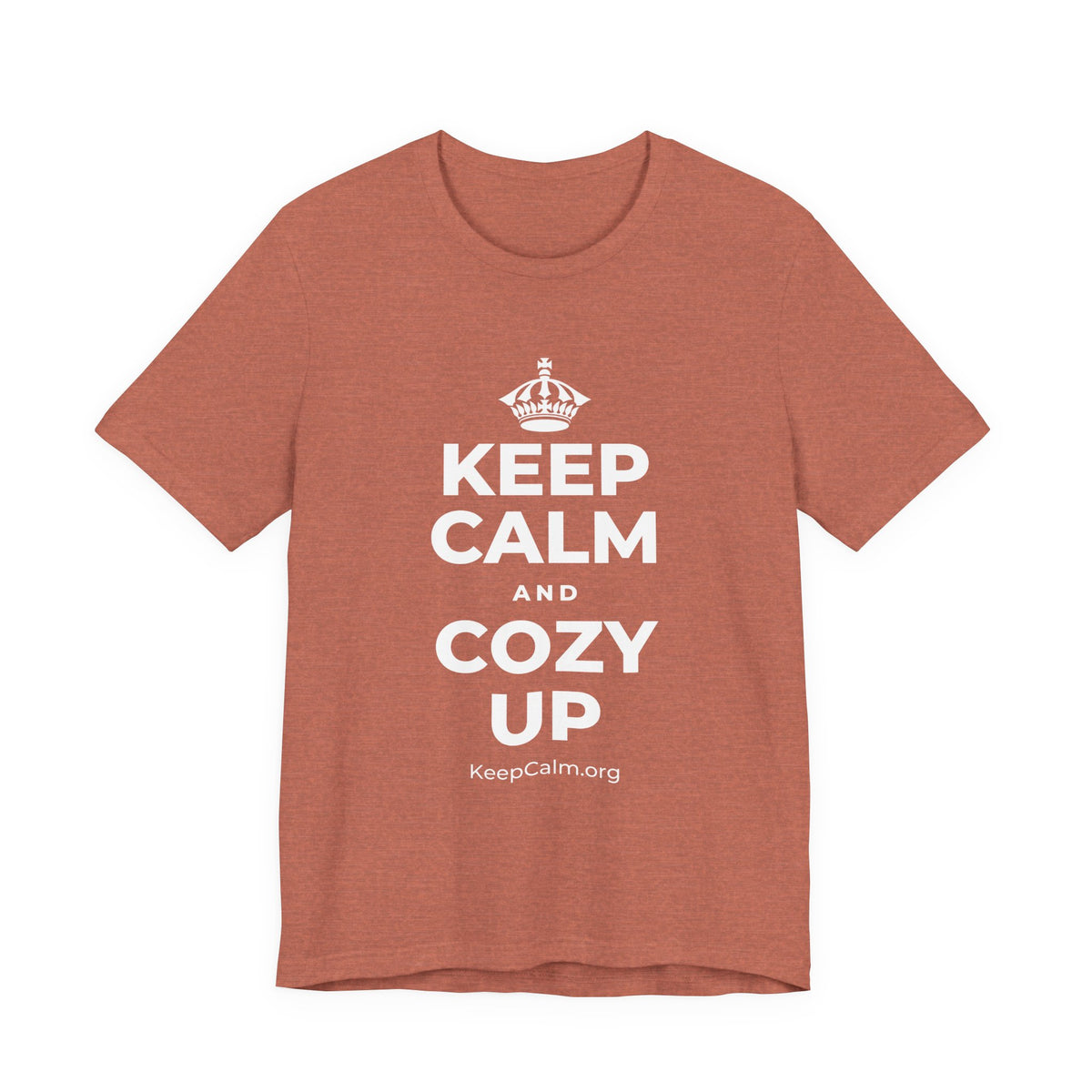 KEEP CALM AND COZY UP T-Shirt (Soft Cream–Heather Mauve)