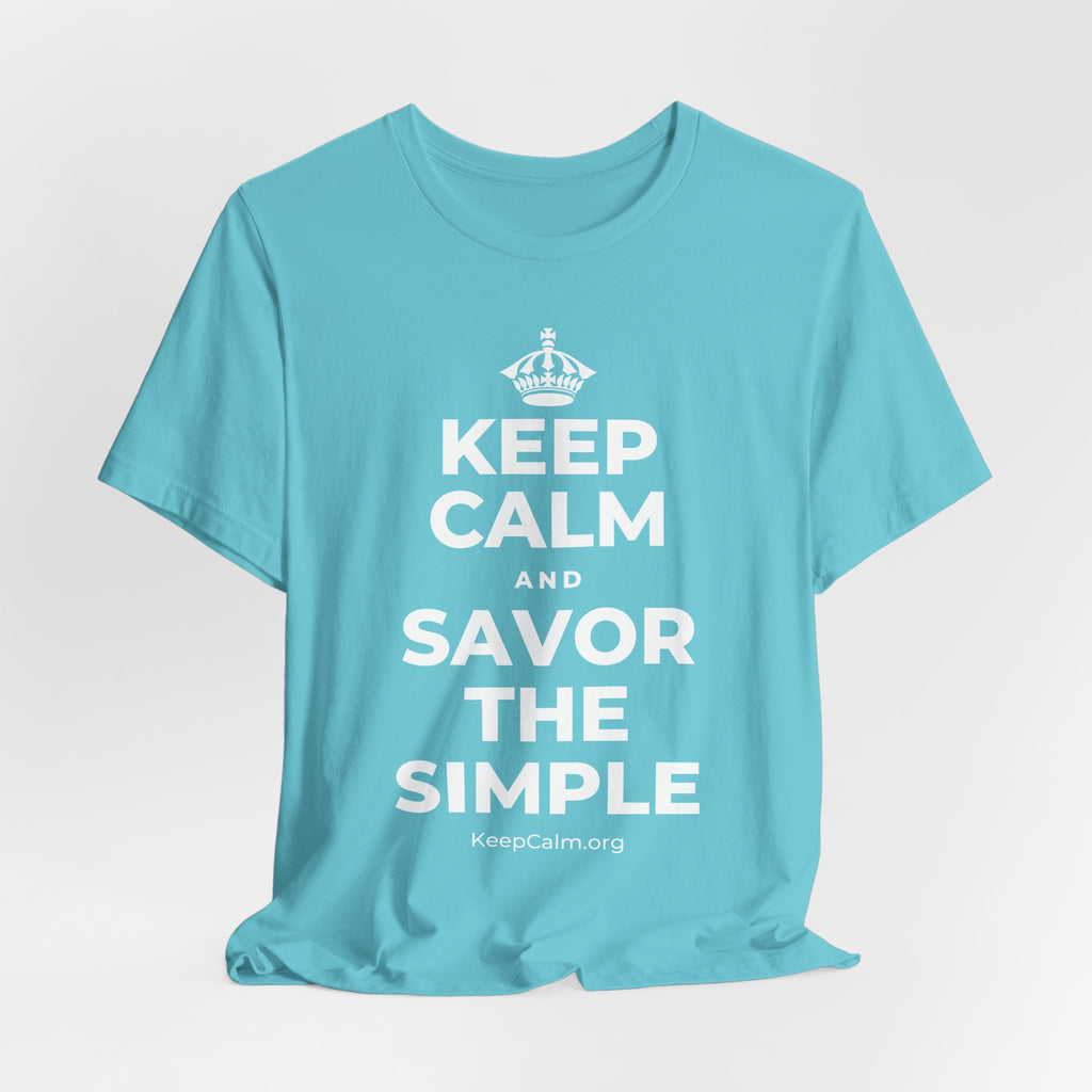 KEEP CALM AND SAVOR THE SIMPLE T-Shirt (Soft Cream–Heather Mauve)