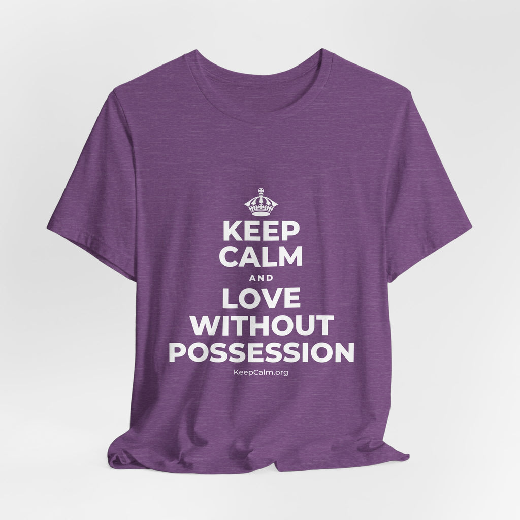 KEEP CALM AND LOVE WITHOUT POSSESSION T-Shirt (Baby Blue–Silver)