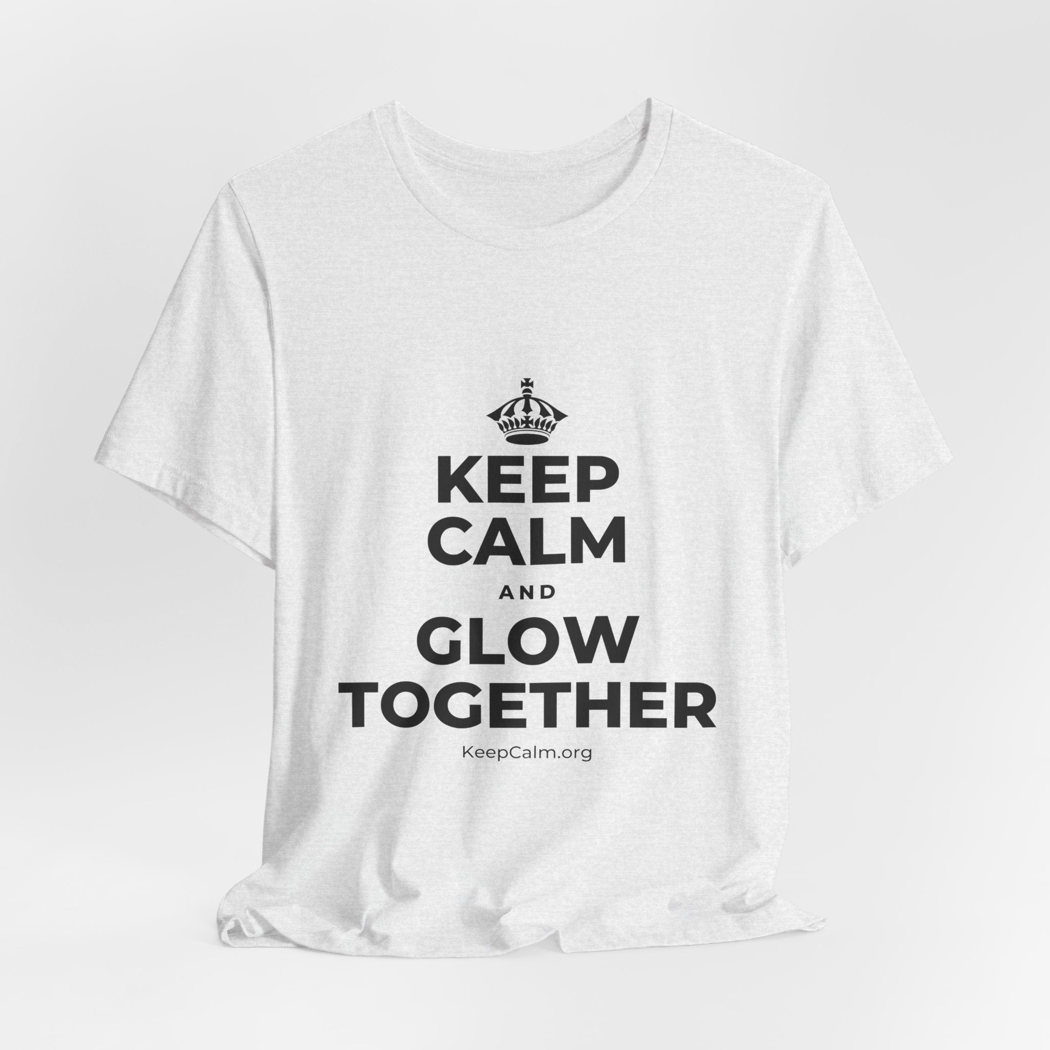 KEEP CALM AND GLOW TOGETHER T-Shirt (Soft Cream–Heather Mauve)