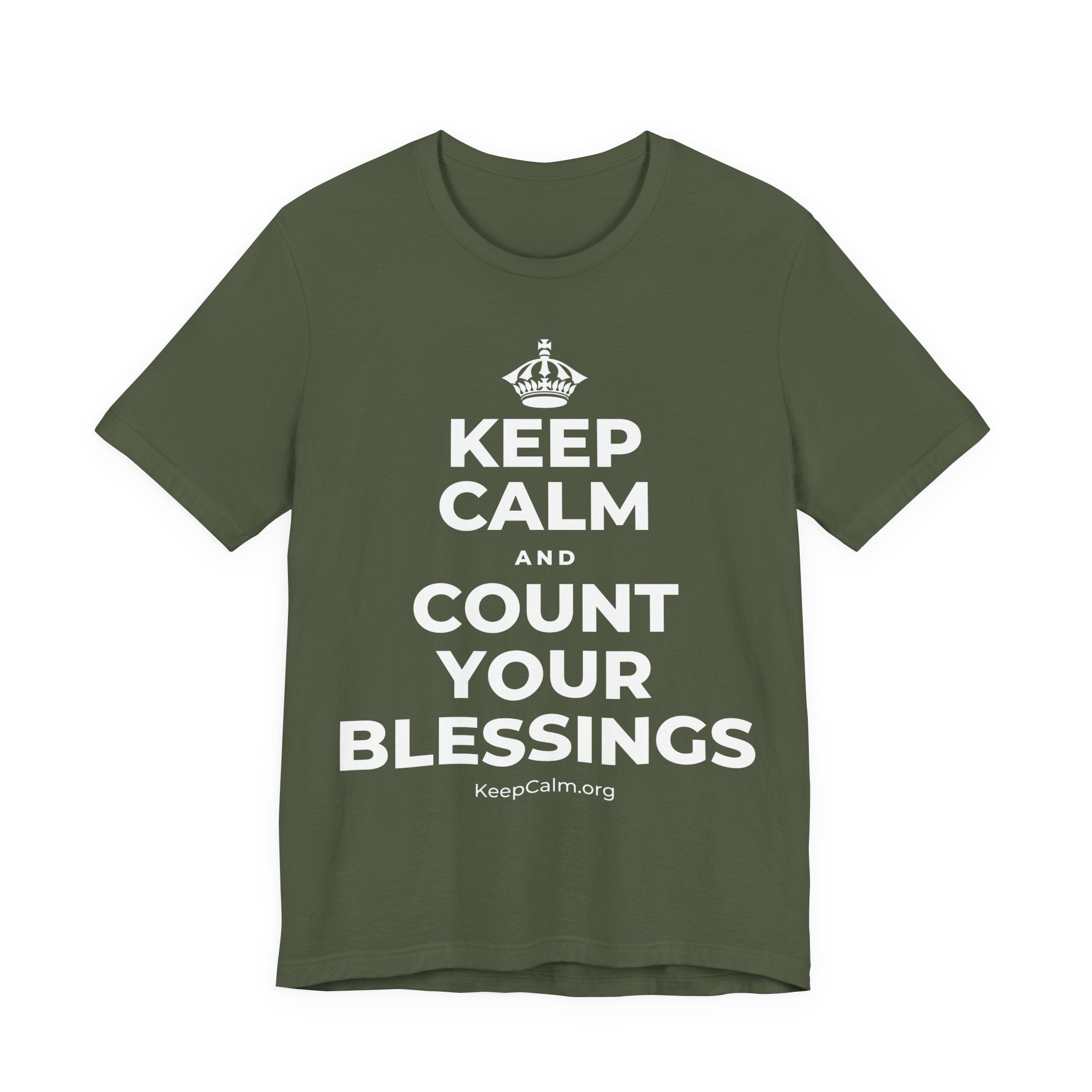 KEEP CALM AND COUNT YOUR BLESSINGS T-Shirt (Military Green–Autumn)
