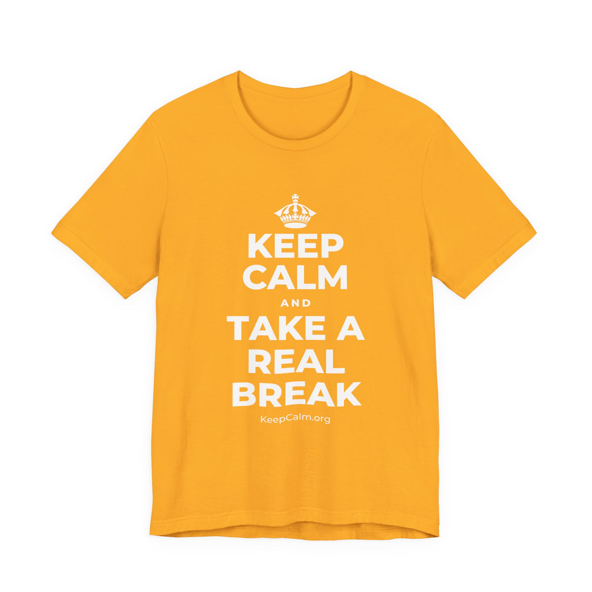 KEEP CALM AND TAKE A REAL BREAK T-Shirt (Baby Blue–Silver)