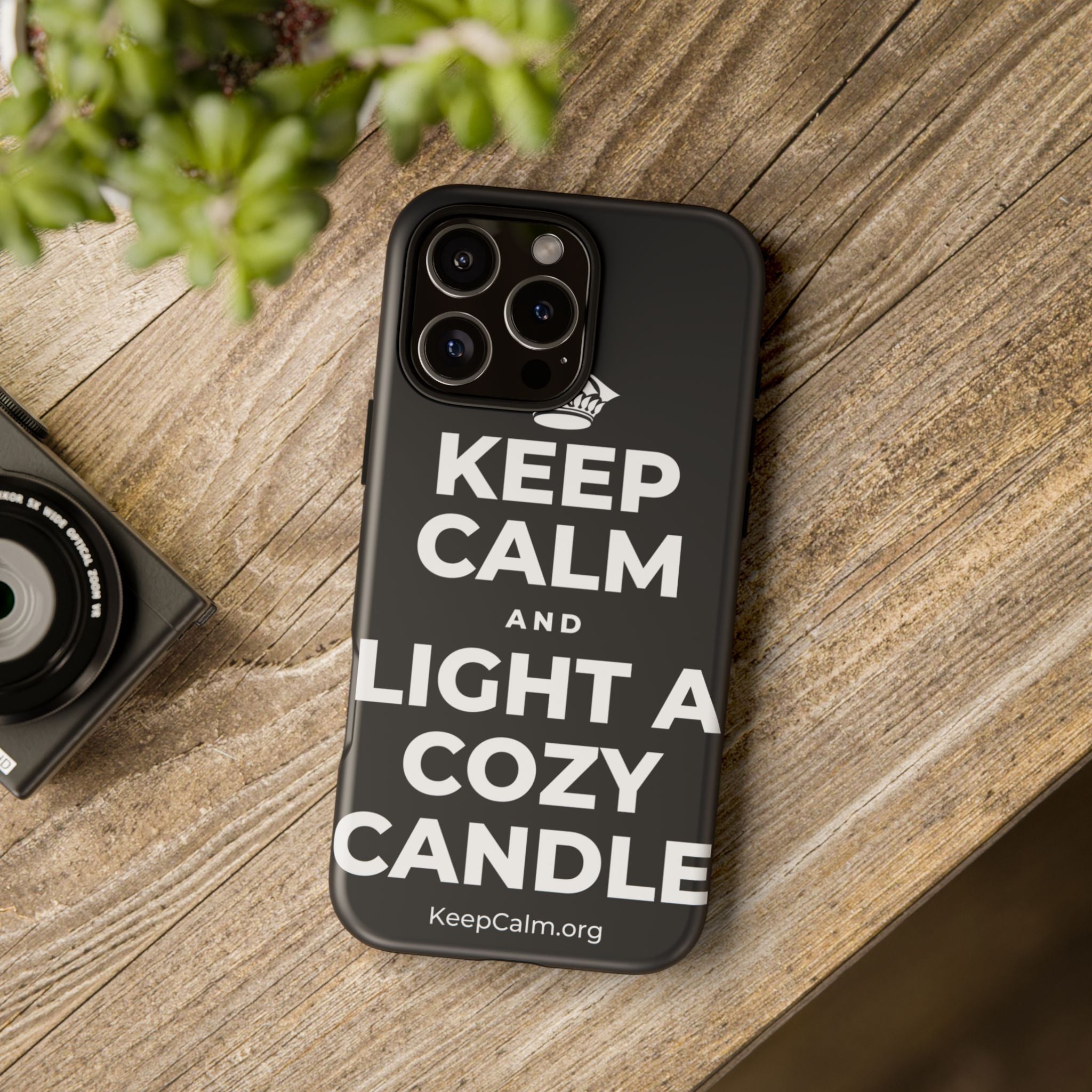 KEEP CALM AND LIGHT A COZY CANDLE Phone Case (Dark)