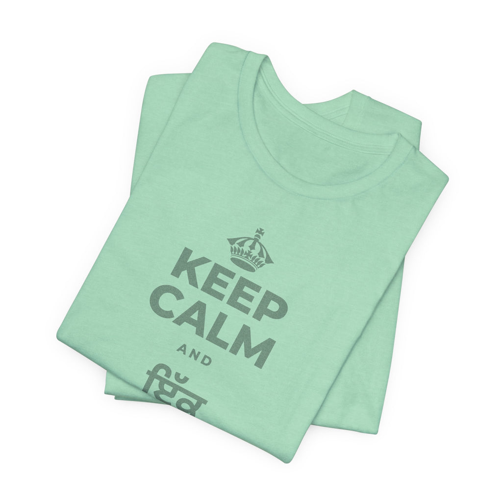 KEEP CALM AND ਇੱਕ ਬੀਜ ਬੀਜੋ T-Shirt (Baby Blue–Silver)