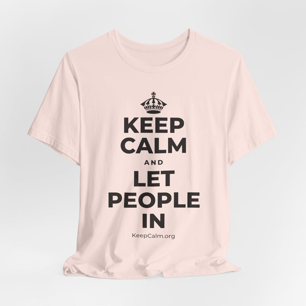 KEEP CALM AND LET PEOPLE IN T-Shirt (Soft Cream–Heather Mauve)