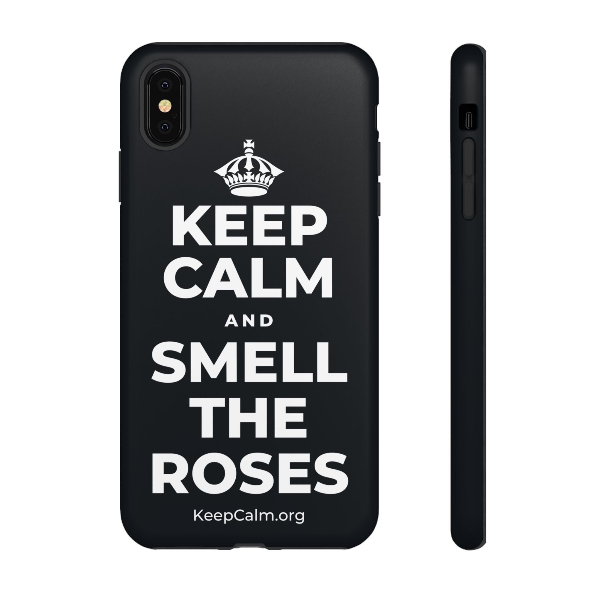KEEP CALM AND SMELL THE ROSES Phone Case (Dark)