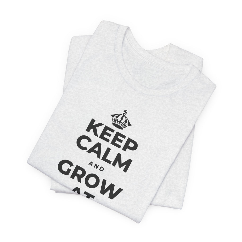 KEEP CALM AND GROW AT YOUR OWN PACE T-Shirt (Soft Cream–Heather Mauve)