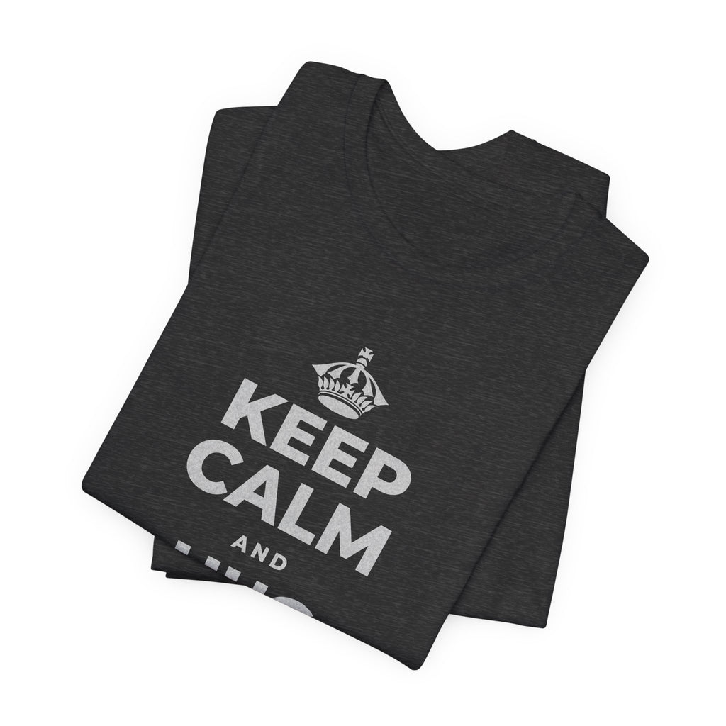KEEP CALM AND HUG SOMEONE T-Shirt (White–Asphalt)