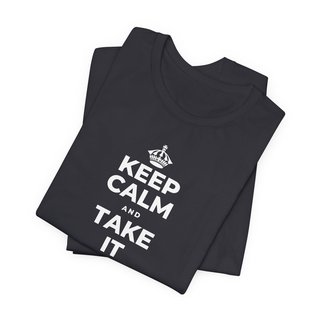 KEEP CALM AND TAKE IT ONE DAY AT A TIME T-Shirt (Baby Blue–Silver)