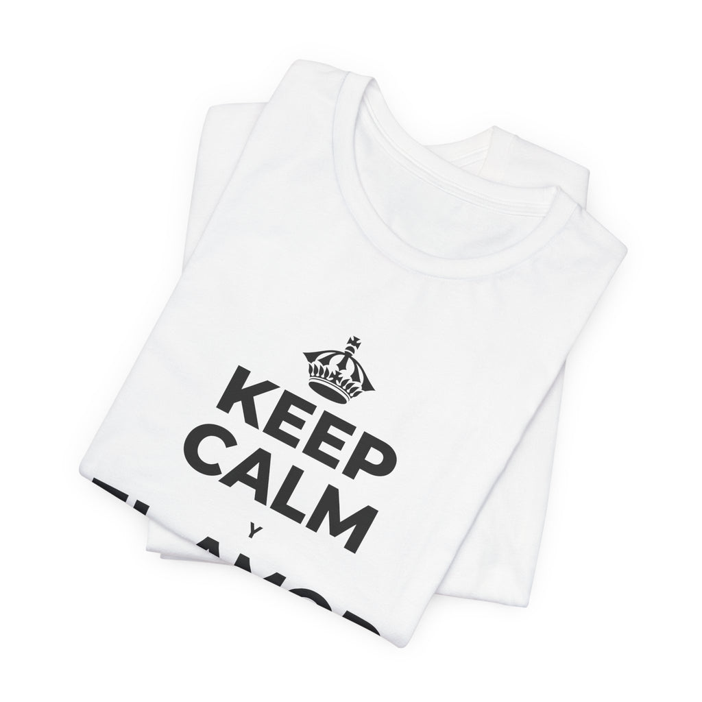 KEEP CALM Y EL AMOR PROPIO CUENTA T-Shirt (White–Asphalt)