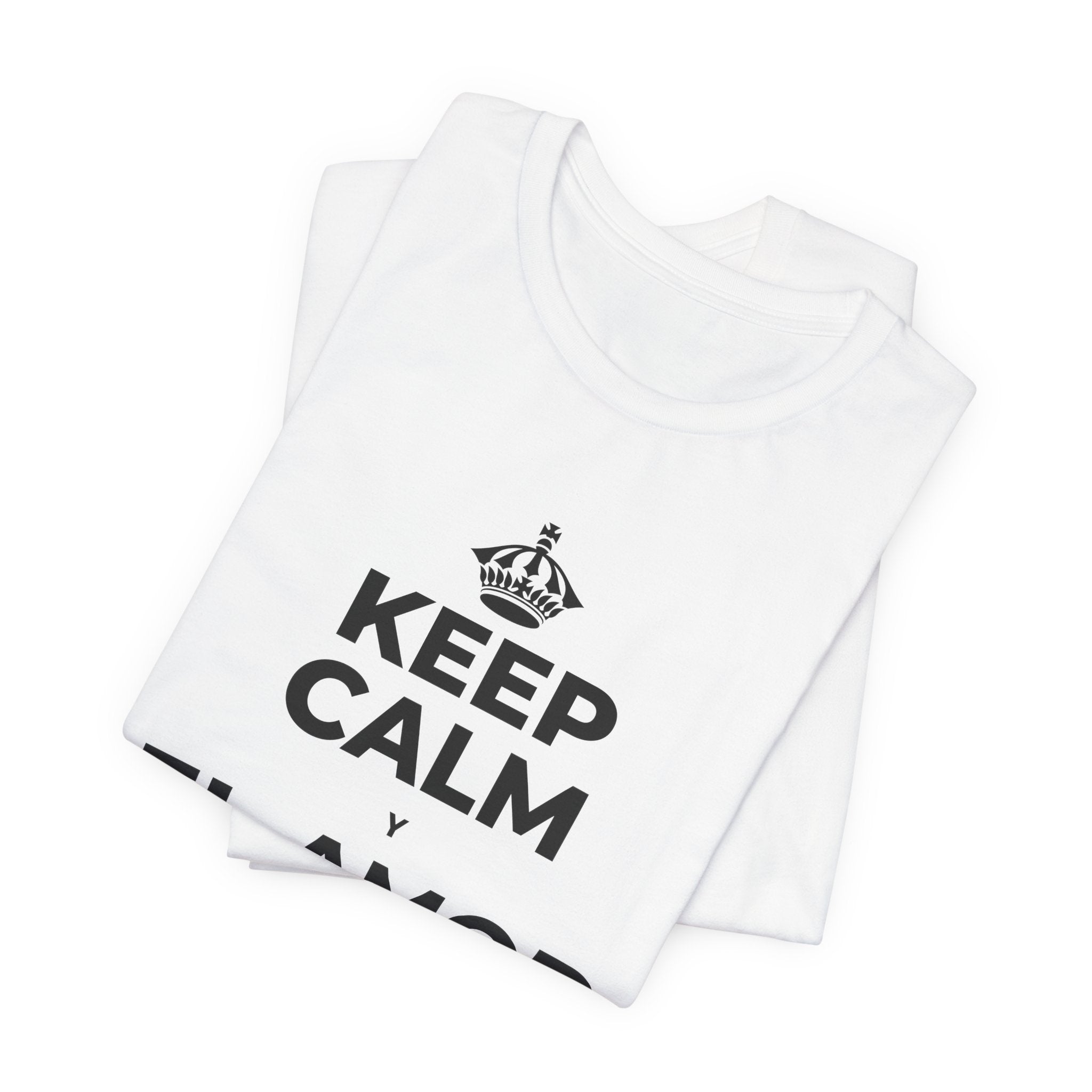 KEEP CALM Y EL AMOR PROPIO CUENTA T-Shirt (White–Asphalt)