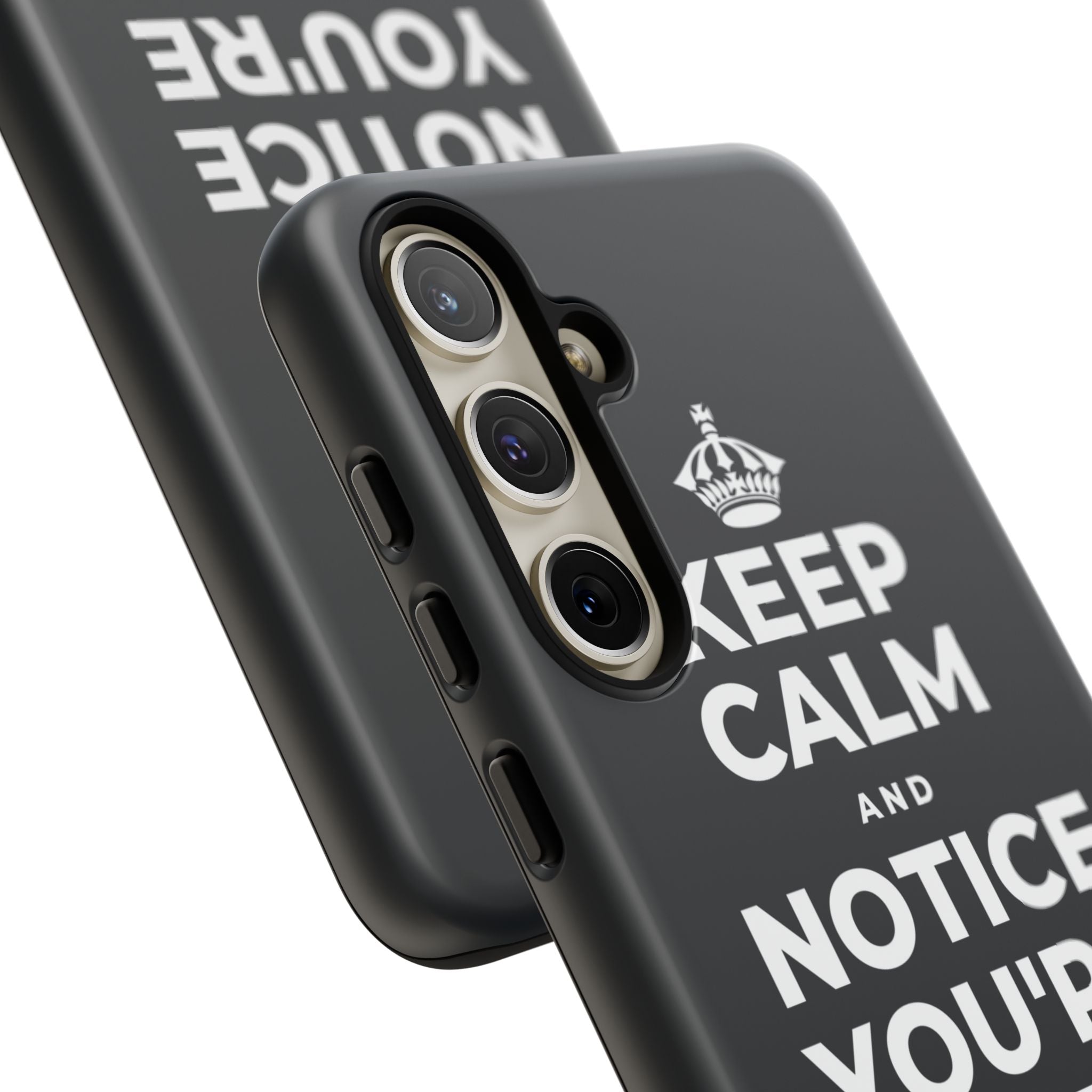 KEEP CALM AND NOTICE YOU'RE SAFE RIGHT NOW Phone Case (Dark)