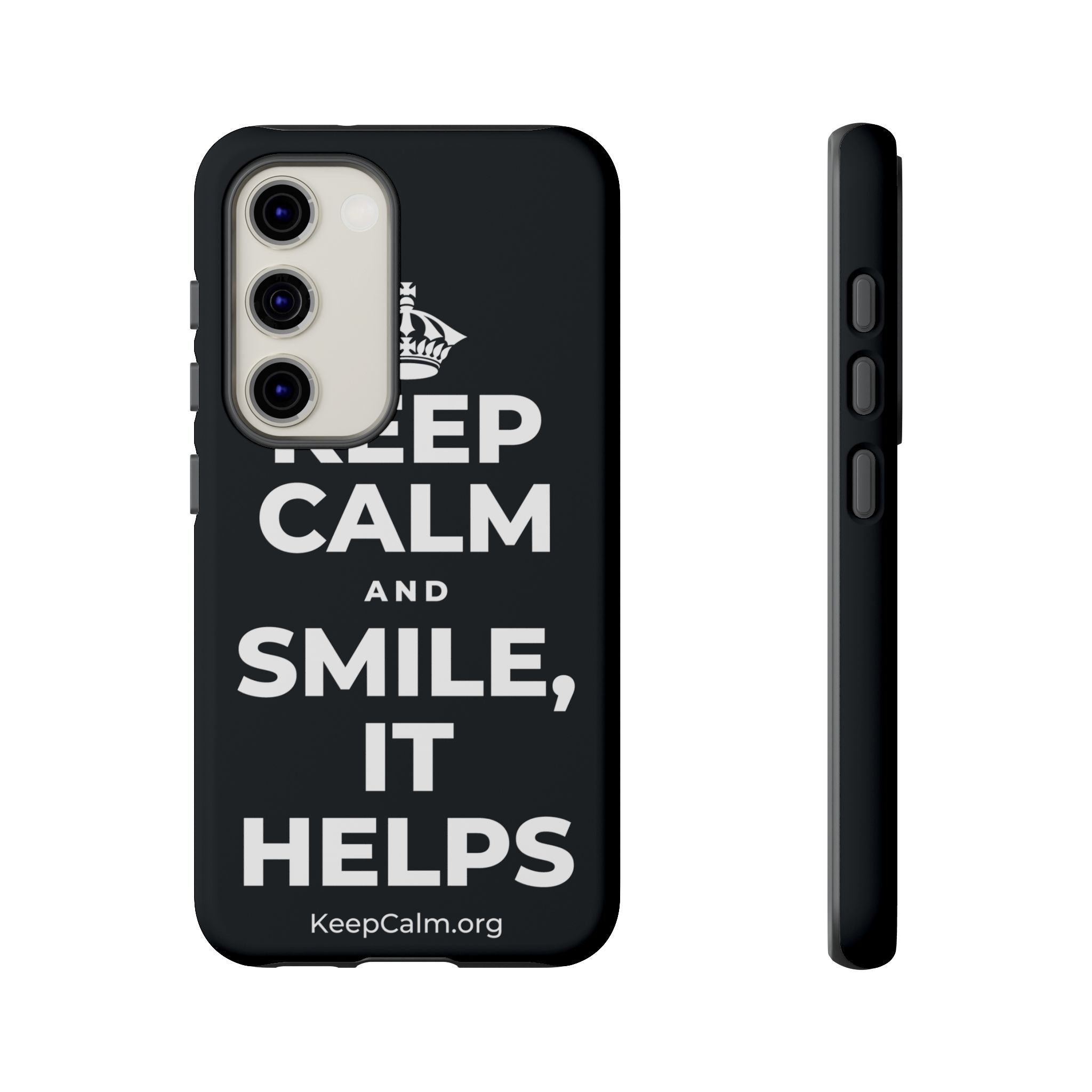 KEEP CALM AND SMILE, IT HELPS Phone Case (Dark)
