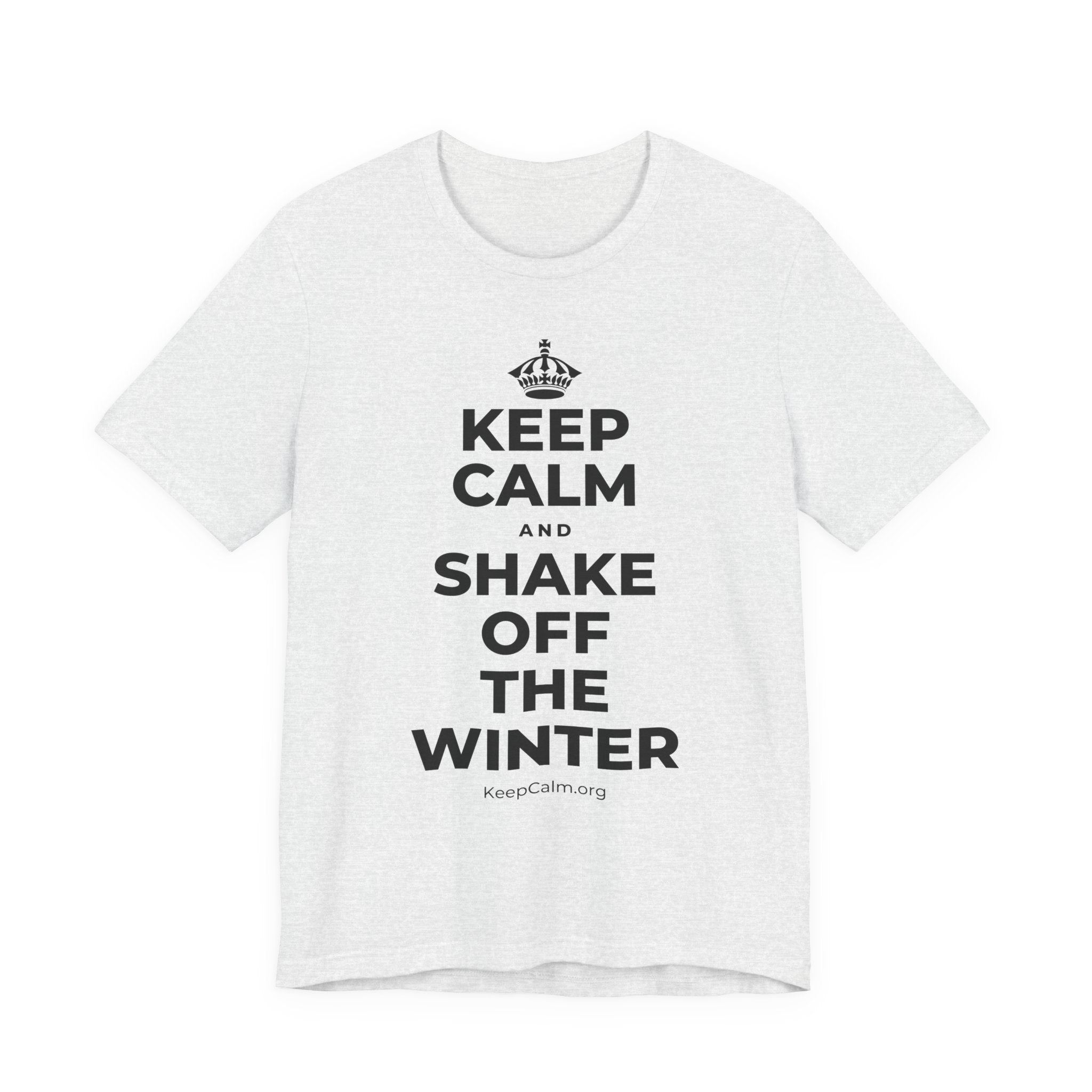 KEEP CALM AND SHAKE OFF THE WINTER T-Shirt (Soft Cream–Heather Mauve)