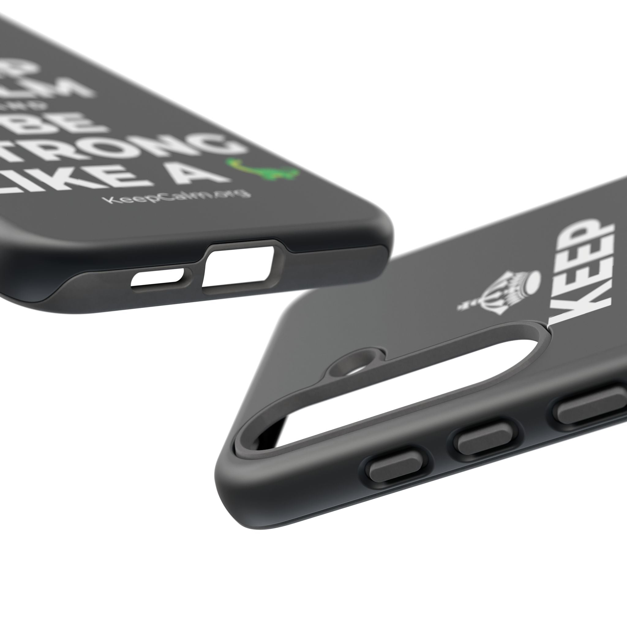 KEEP CALM AND BE STRONG LIKE A 🦕 Phone Case (Dark)