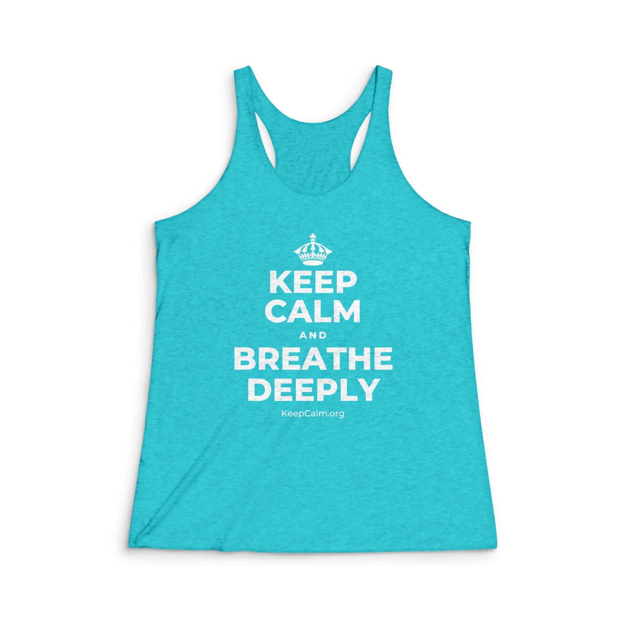 KEEP CALM AND BREATHE DEEPLY Women's Racerback Tank