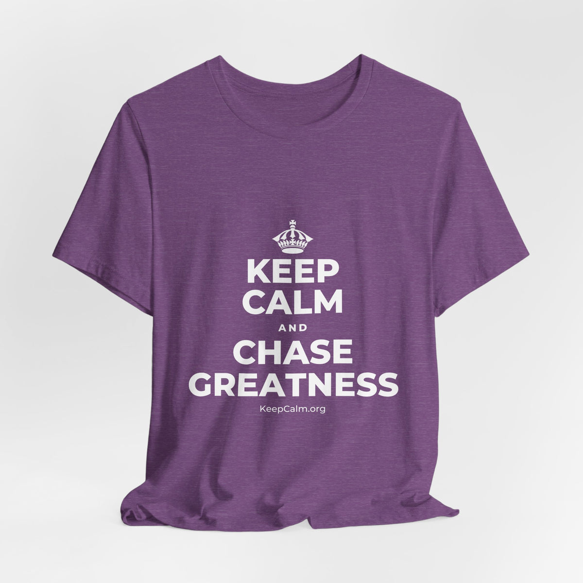 KEEP CALM AND CHASE GREATNESS T-Shirt (Baby Blue–Silver)