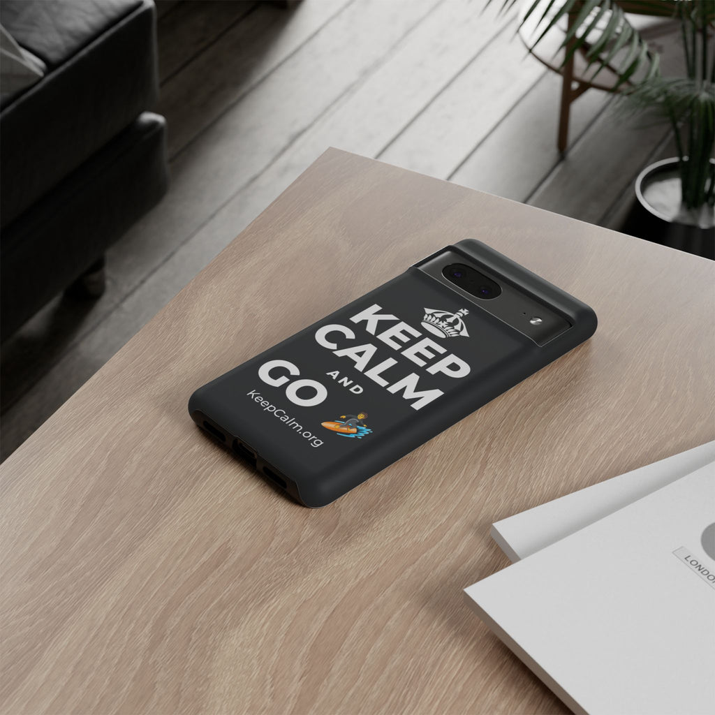 KEEP CALM AND GO 🏄 Phone Case (Dark)