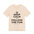 KEEP CALM AND FOLLOW THE FUN T-Shirt (Soft Cream–Heather Mauve)
