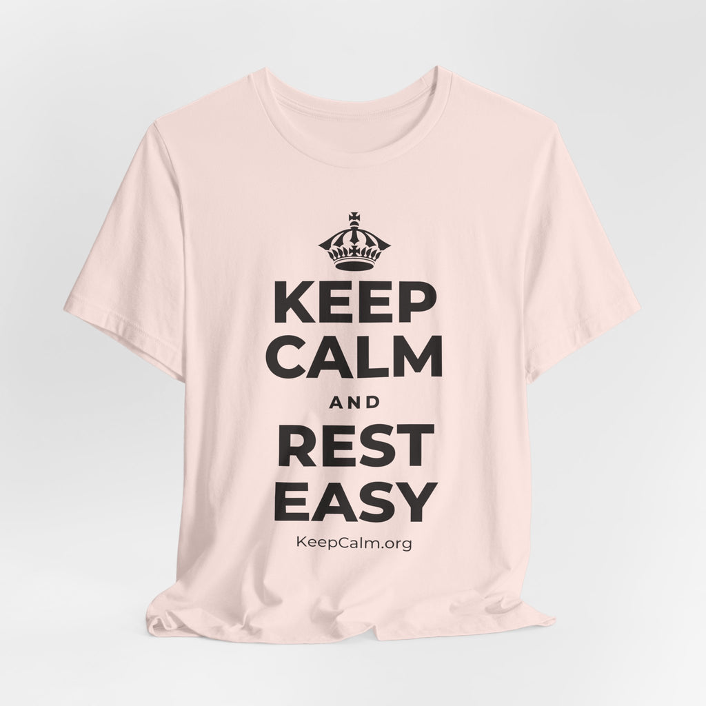 KEEP CALM AND REST EASY T-Shirt (Soft Cream–Heather Mauve)