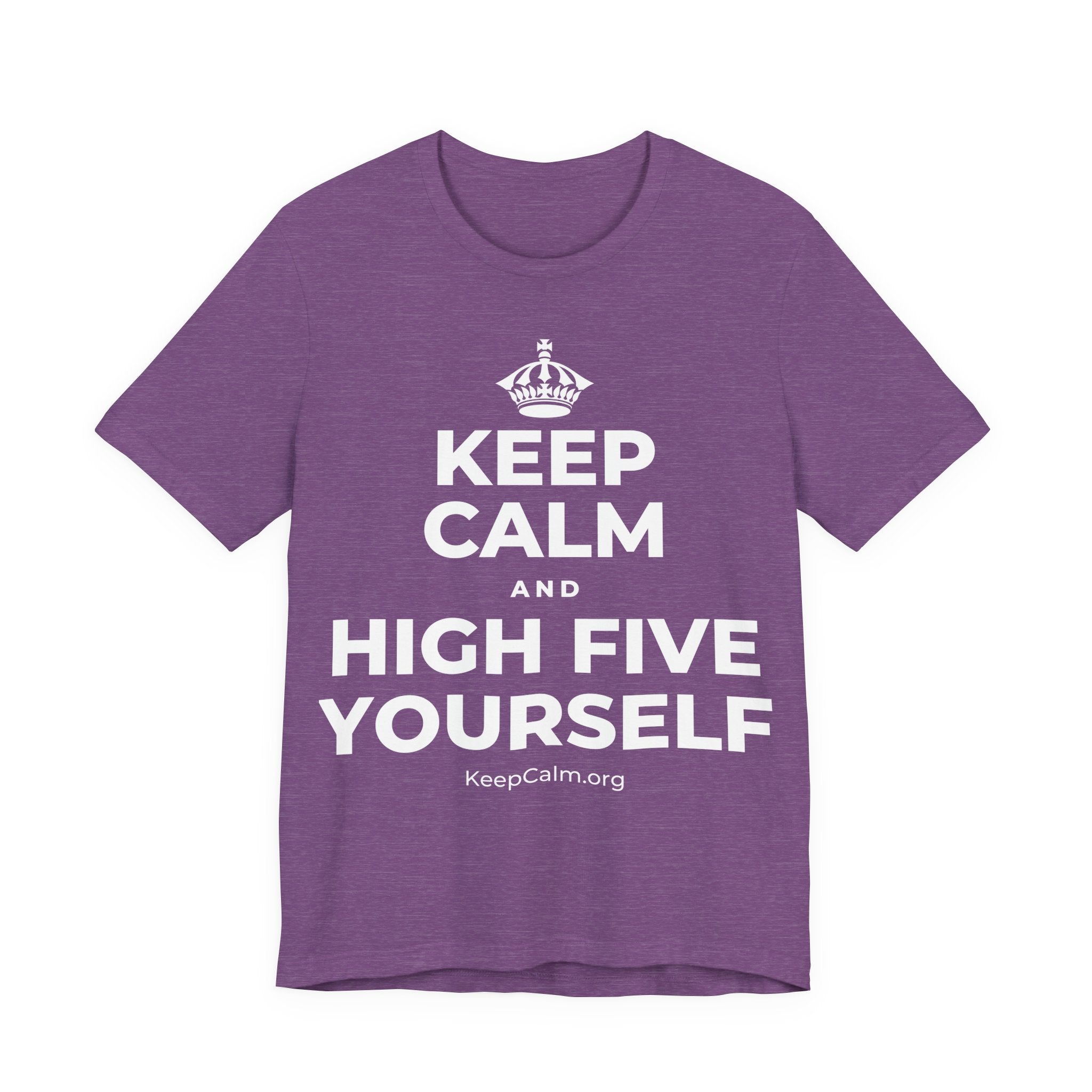 KEEP CALM AND HIGH FIVE YOURSELF T-Shirt (Baby Blue–Silver)