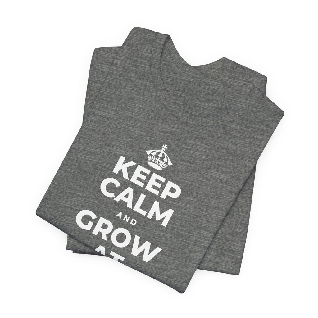 KEEP CALM AND GROW AT YOUR OWN PACE T-Shirt (Baby Blue–Silver)